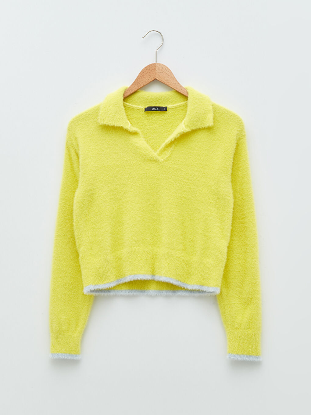 XSIDE Polo Yaka Crop Kadın Triko Kazak -W1JF10Z8-FZN