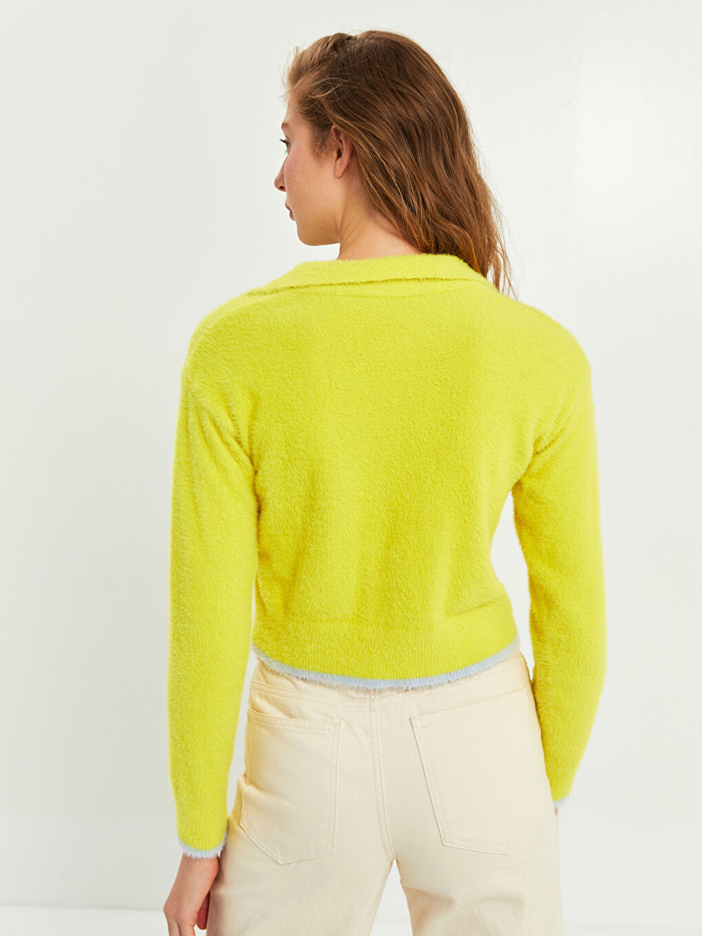 XSIDE Polo Yaka Crop Kadın Triko Kazak -W1JF10Z8-FZN