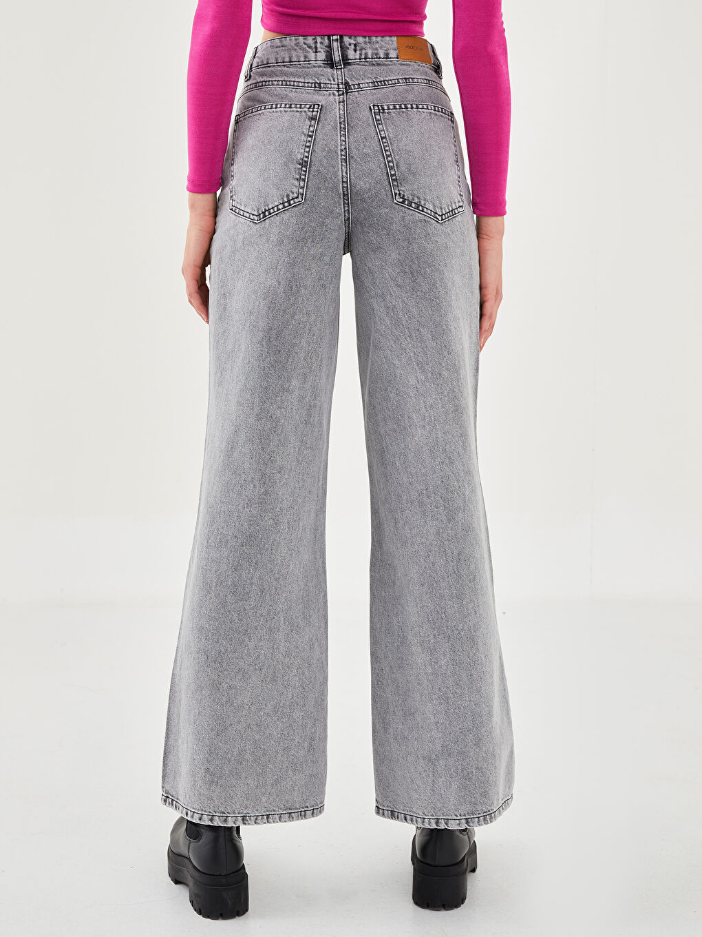 Jean Pour Femmes Taille Haute Coupe Confortable Détails Déchirés Jambe Large-4