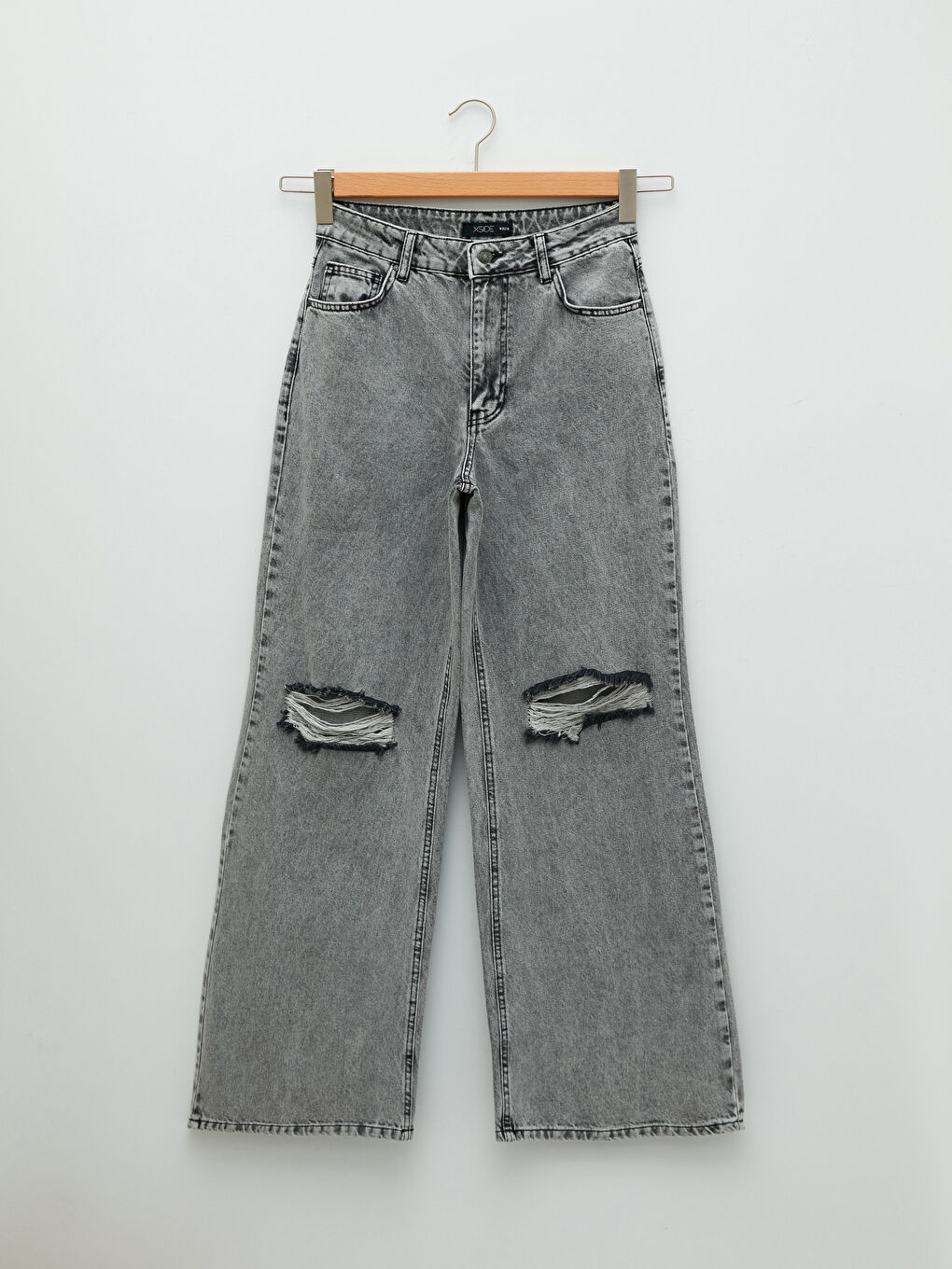 Jean Pour Femmes Taille Haute Coupe Confortable Détails Déchirés Jambe Large-5