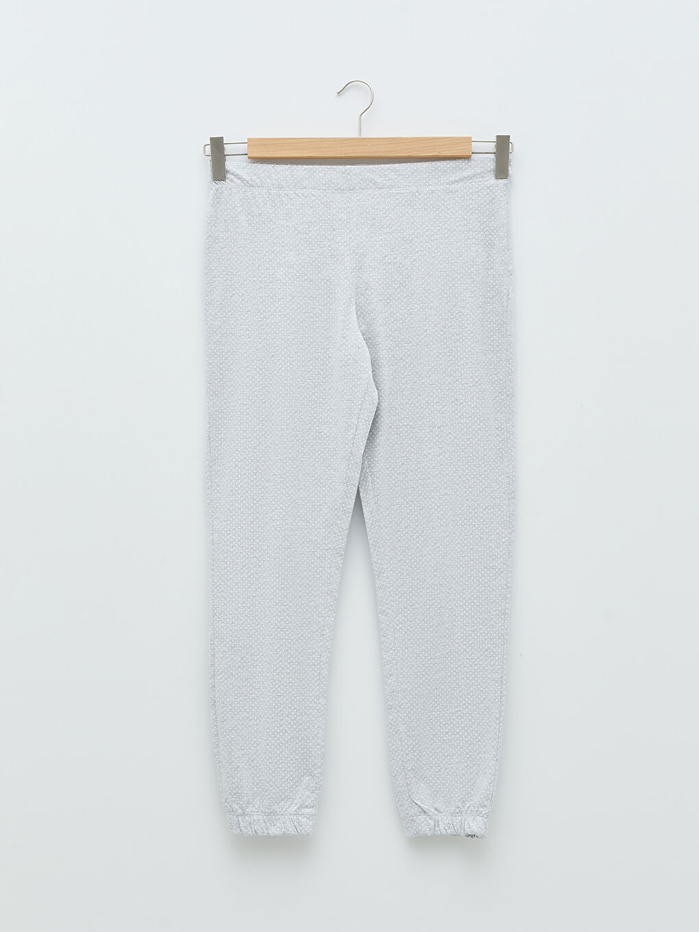 Gri Bisiklet Yaka Baskılı Uzun Kollu Kadın Pijama Takımı-8