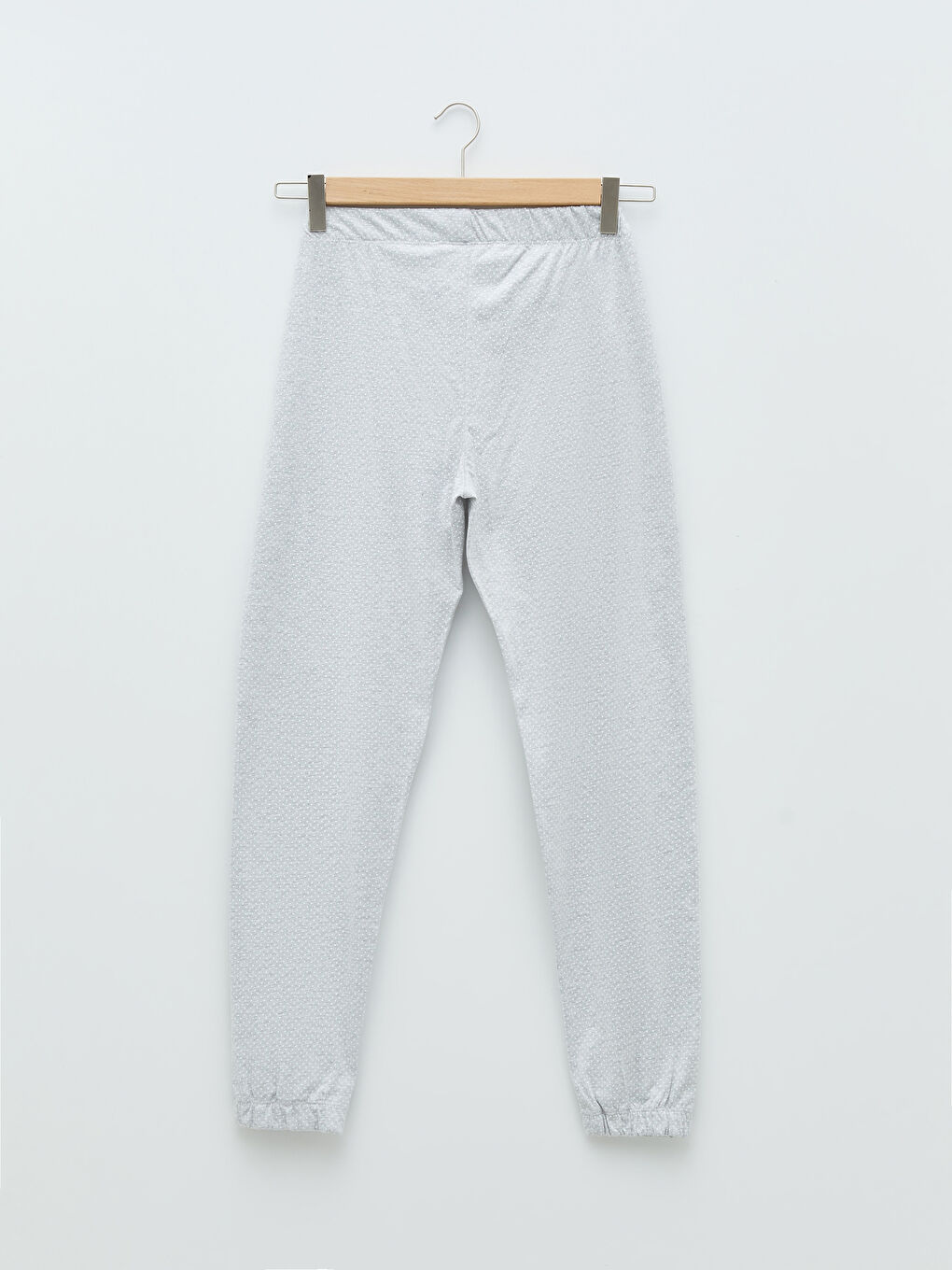 Gri Bisiklet Yaka Baskılı Uzun Kollu Kadın Pijama Takımı-9