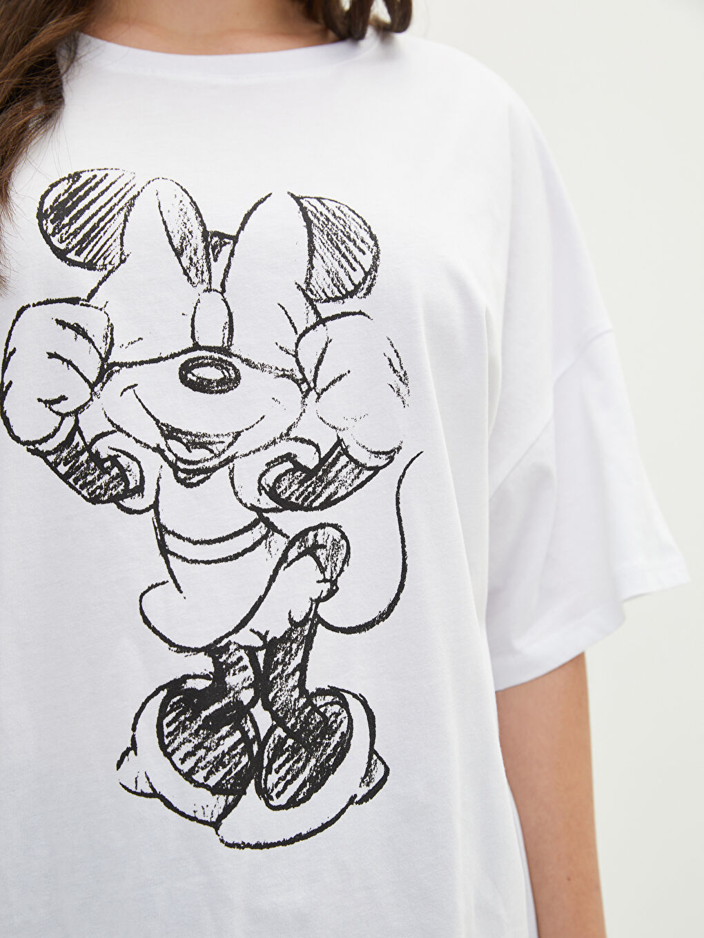 LC WAIKIKI Plus Size Crew Neck Minnie Mouse Printed Short Sleeve Cotton Women's T-Shirt -W1JF46Z8-FFB