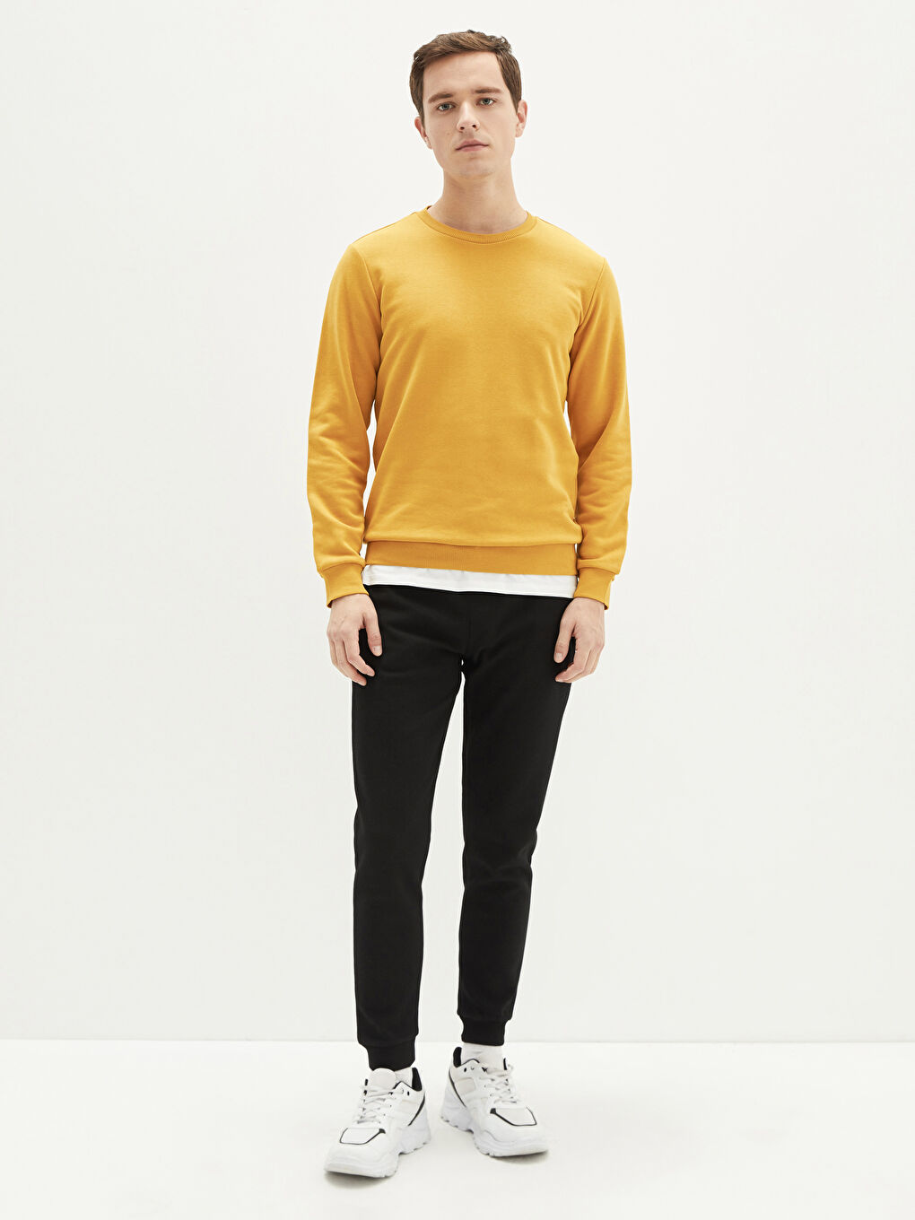 سويت شيرت كم طويل بياقة دائرية للرجال-2