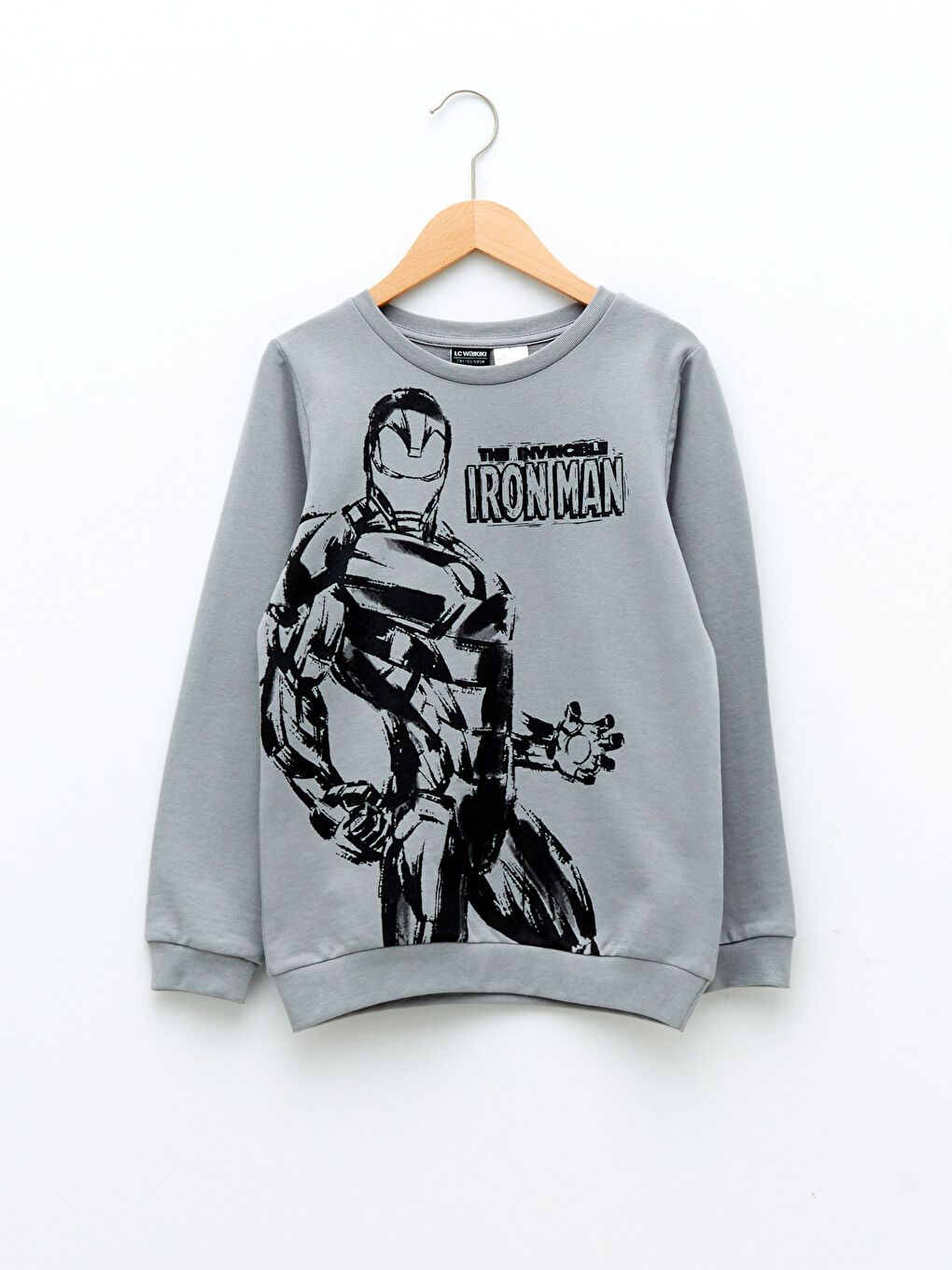 LCW Kids Bisiklet Yaka İron Man Baskılı Uzun Kollu Erkek Çocuk Sweatshirt -W1JF57Z4-GSE