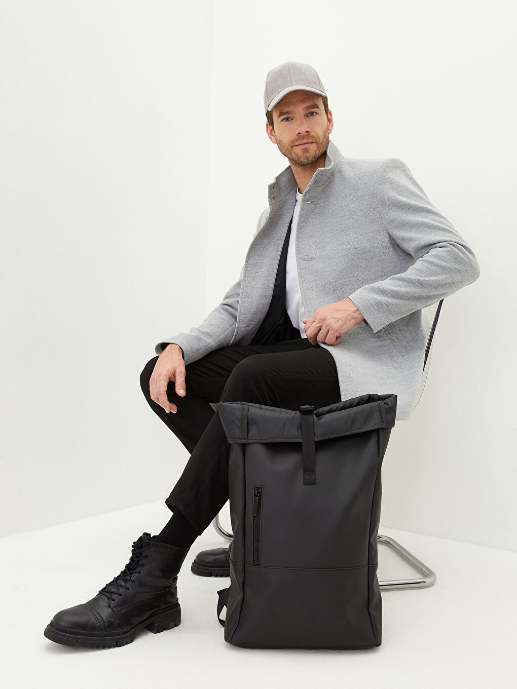 حقيبة ظهر جلد صناعي للرجال