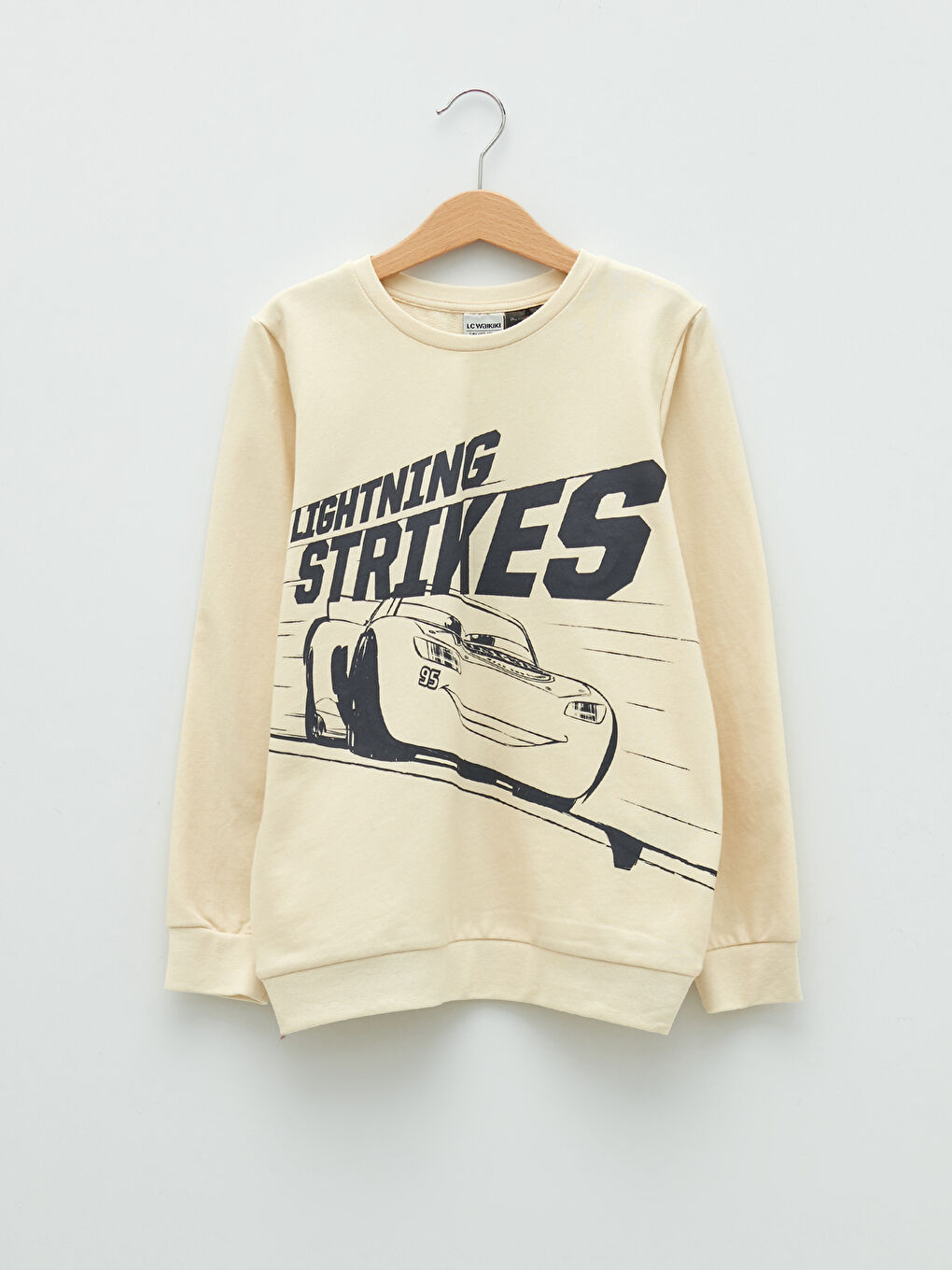 Crew Neck Cars Printed Long Sleeve Boys Sweatshirt