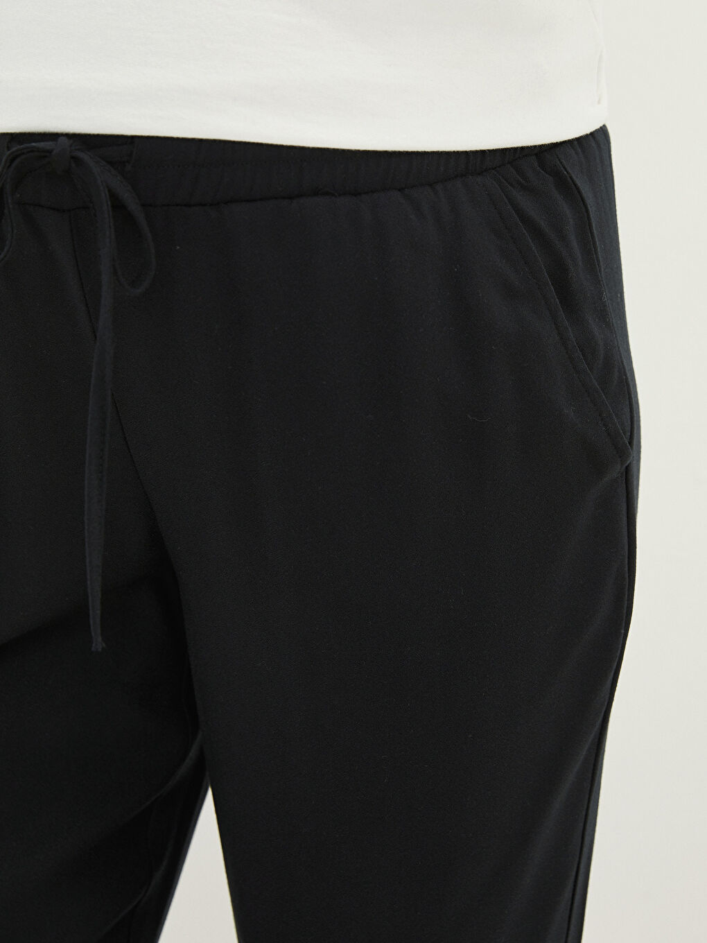 Серпімді белдік стандартты пішім кәдімгі қалталы креп жүктілік шалбары-5