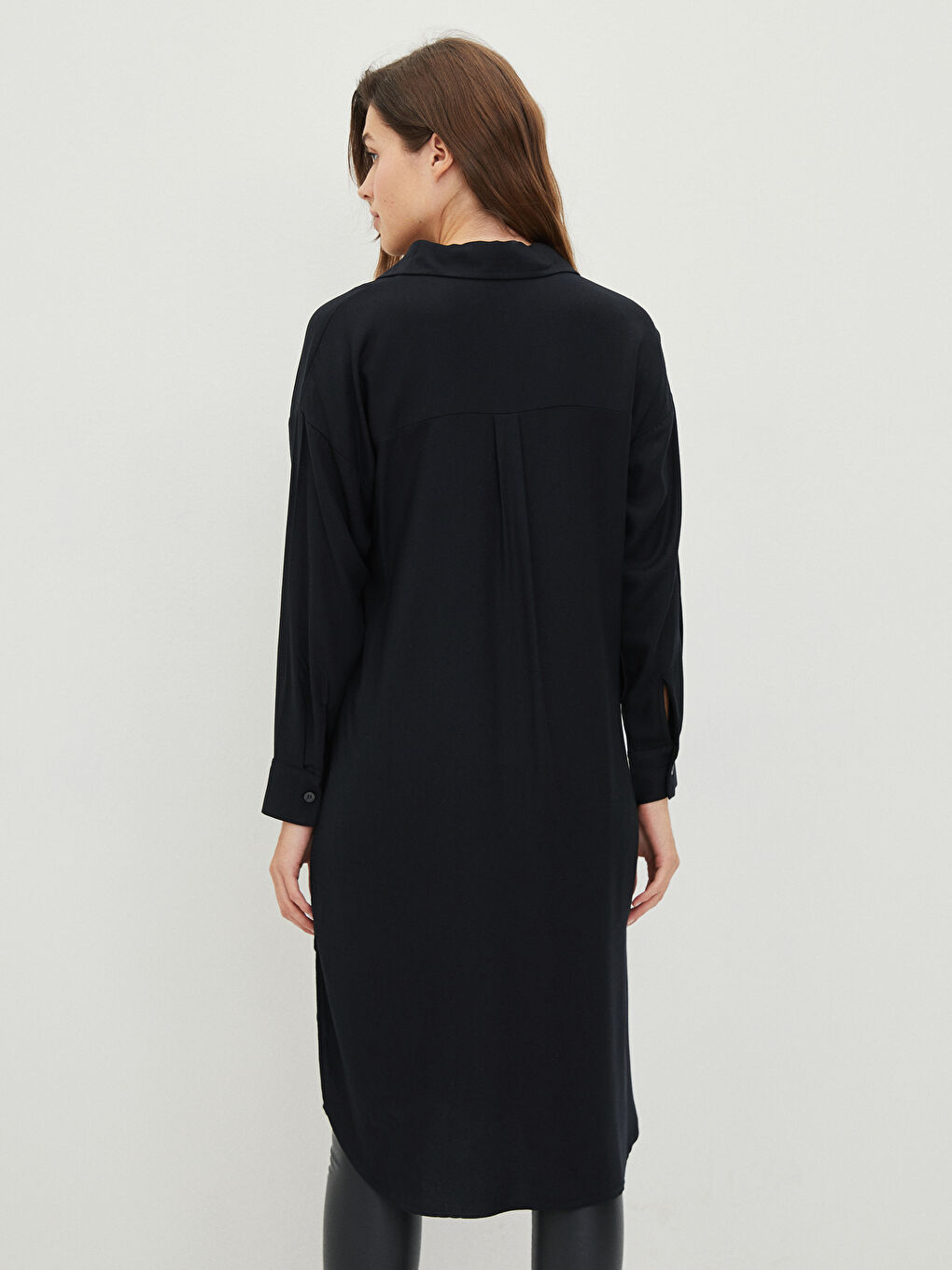 قميص تونيك سادة كم طويل كريب فترة الحمل-3