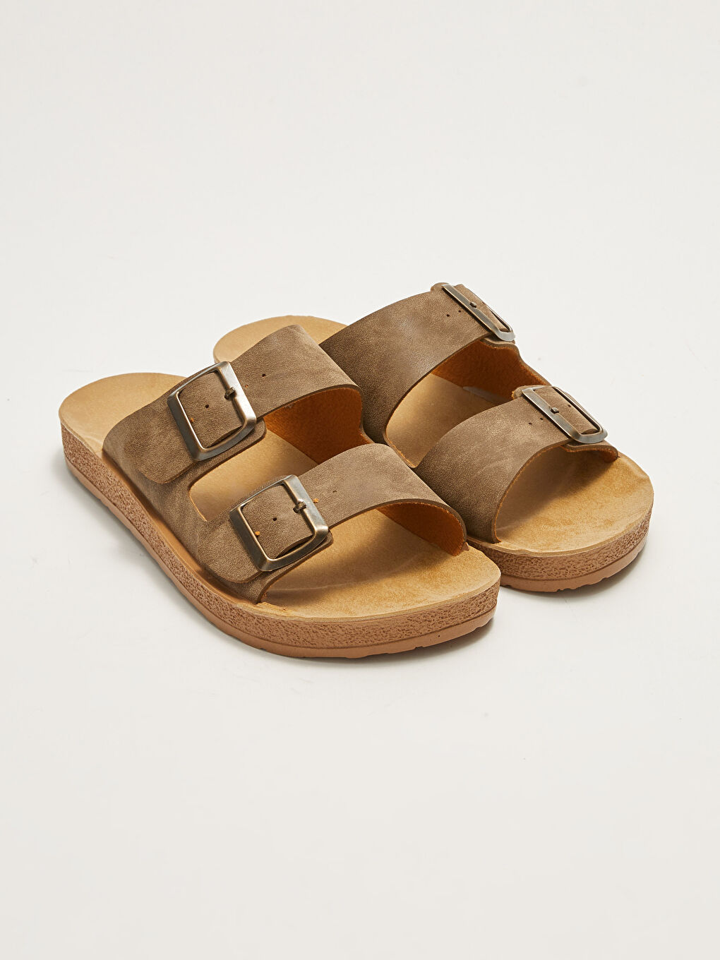 Double Band Buckle Detail Women's Slippers.