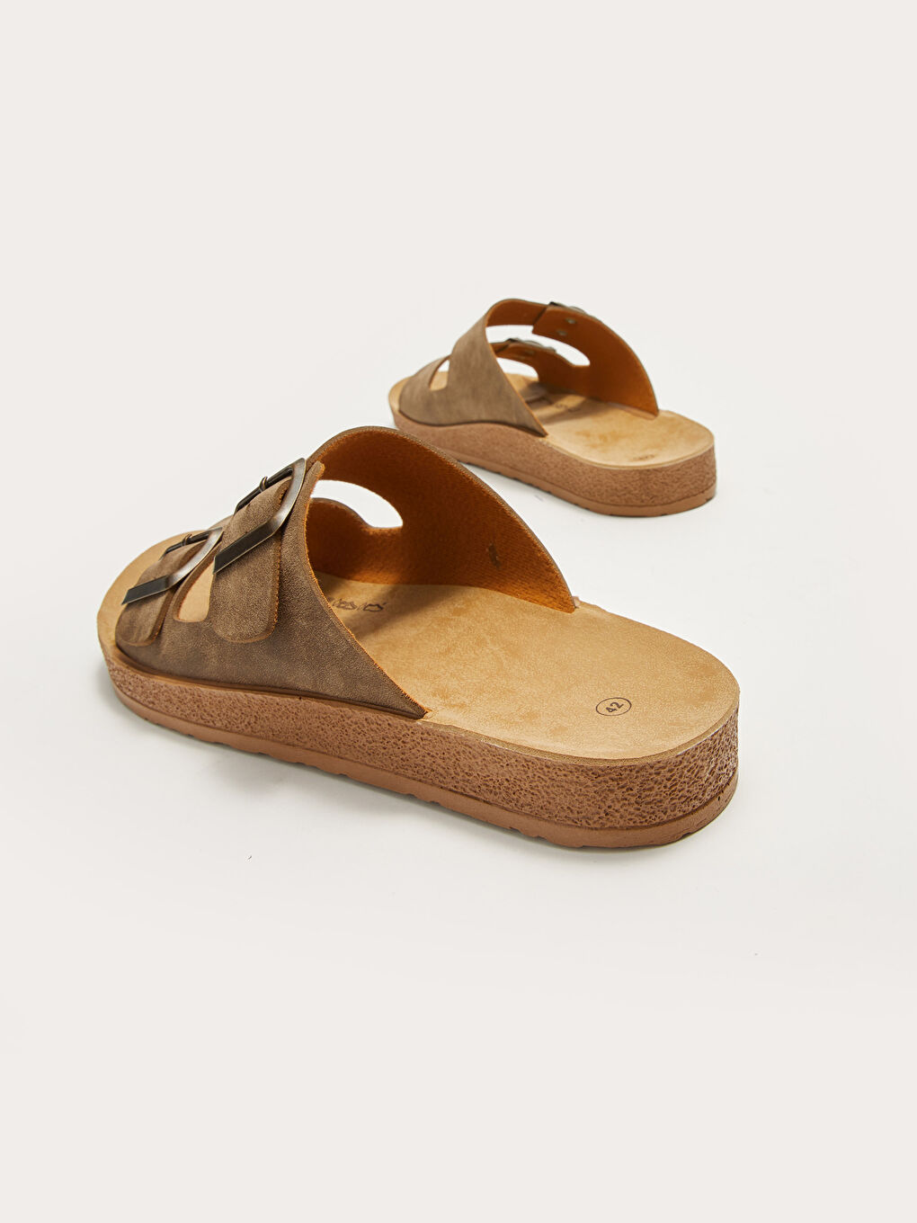 Double Band Buckle Detail Women's Slippers.-4