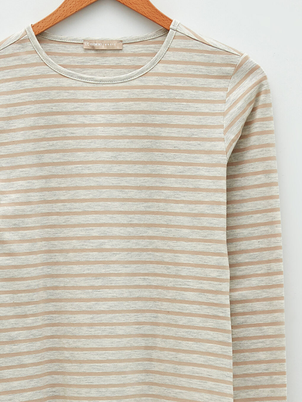 Crew Neck Striped Long Sleeve Women's T-Shirt-7