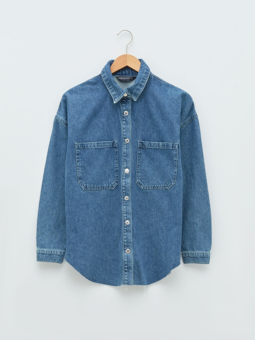 Front Button Closure Straight Pocket Detailed Long Sleeve Rodeo Women's Jean Shirt-5