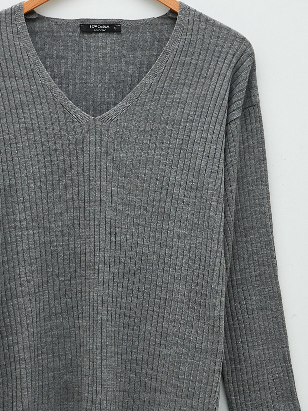 LCW Vision V Neck Plain Long Sleeve Women's Knitwear Sweater -W1JG63Z8-D5D