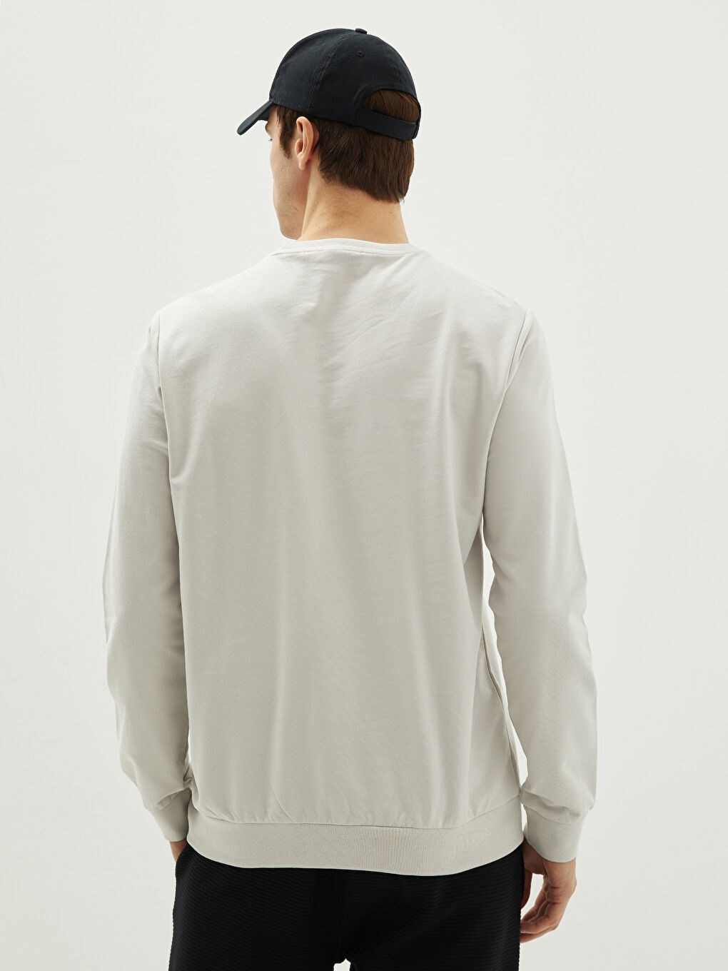 Bisiklet Yaka Uzun Kollu Baskılı Erkek Sweatshirt-4