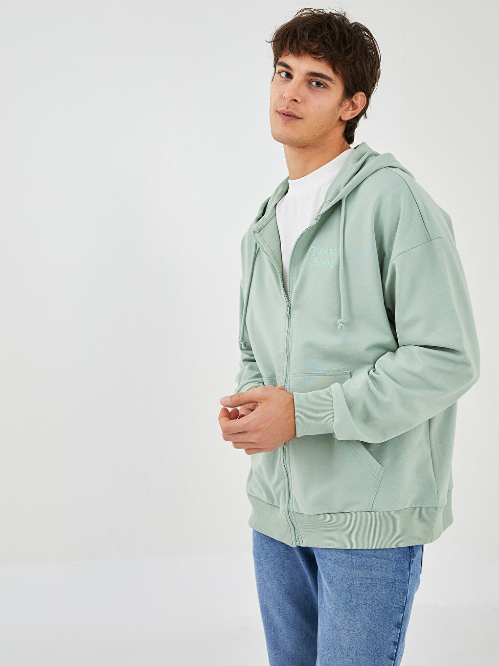 Hooded Long Sleeve Men's Thick Zip-Up Sweatshirt-1