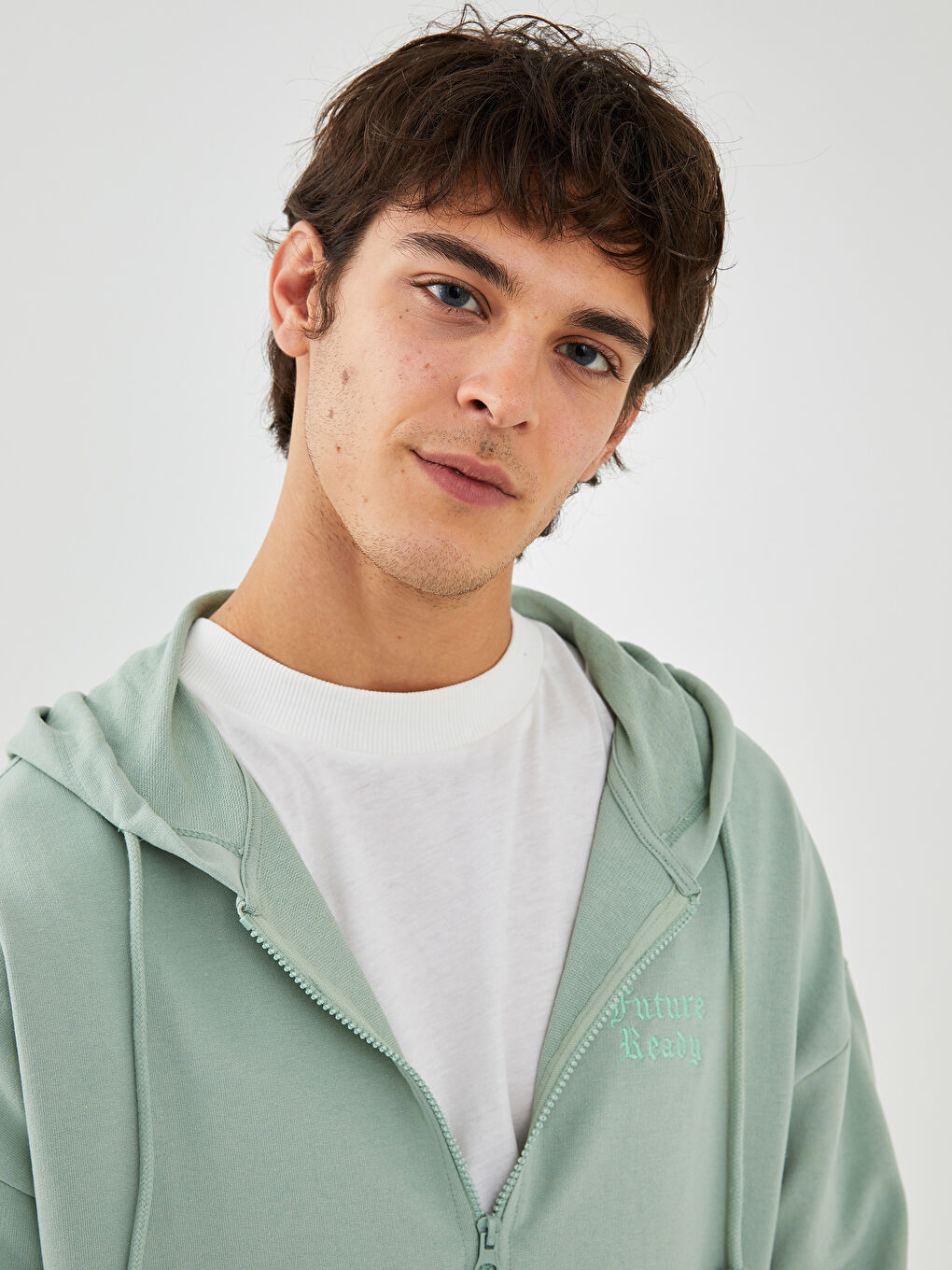 Hooded Long Sleeve Men's Thick Zip-Up Sweatshirt-2