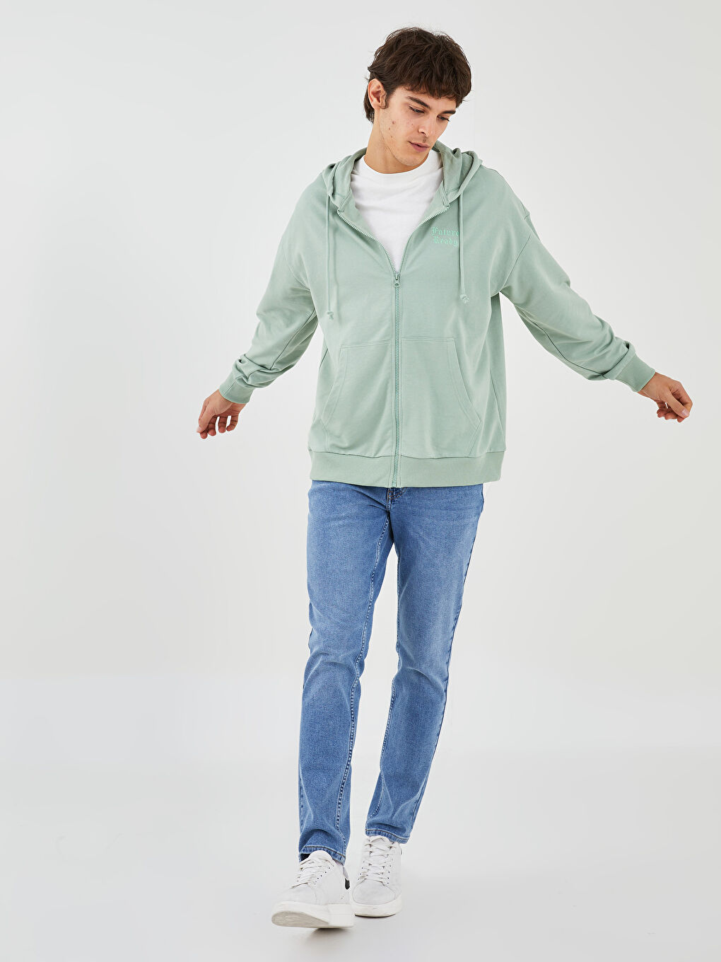 Hooded Long Sleeve Men's Thick Zip-Up Sweatshirt-3