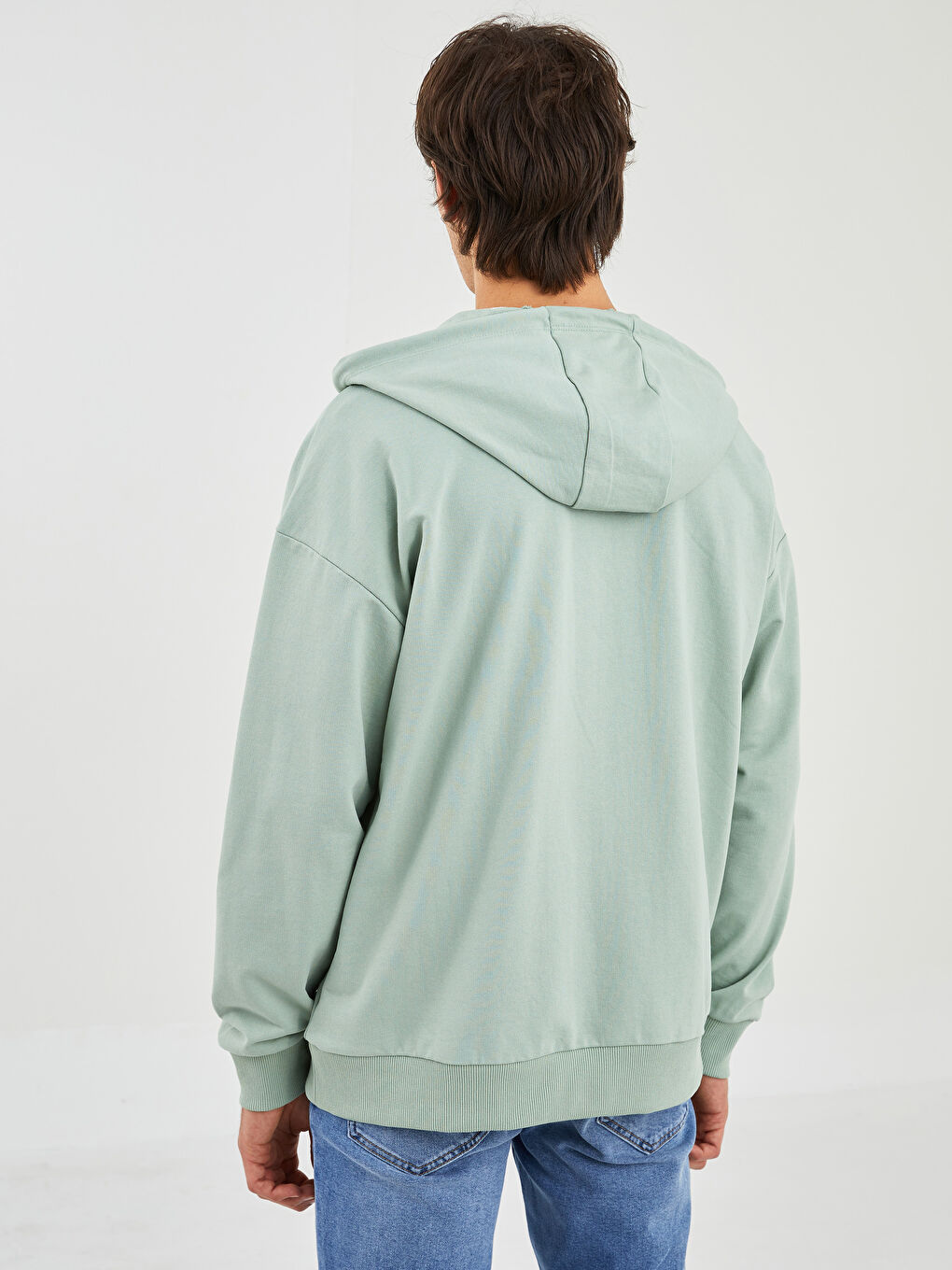 Hooded Long Sleeve Men's Thick Zip-Up Sweatshirt-4