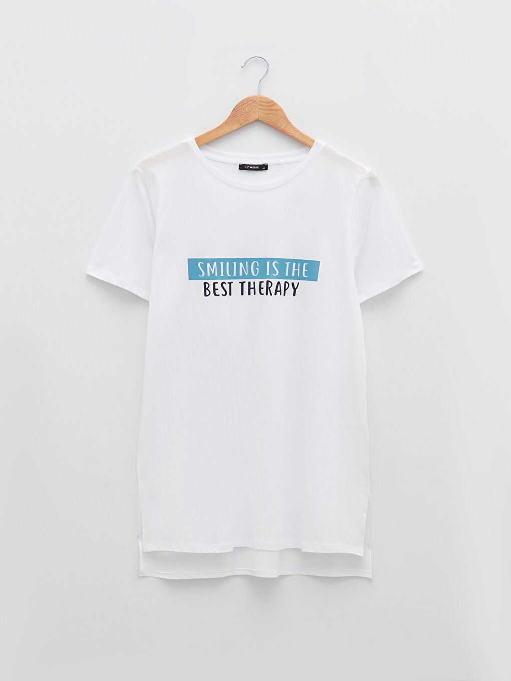 Grande Taille Tunique pour Femmes en Coton à Col Rond avec Slogan Imprimé et Manches Courtes-10