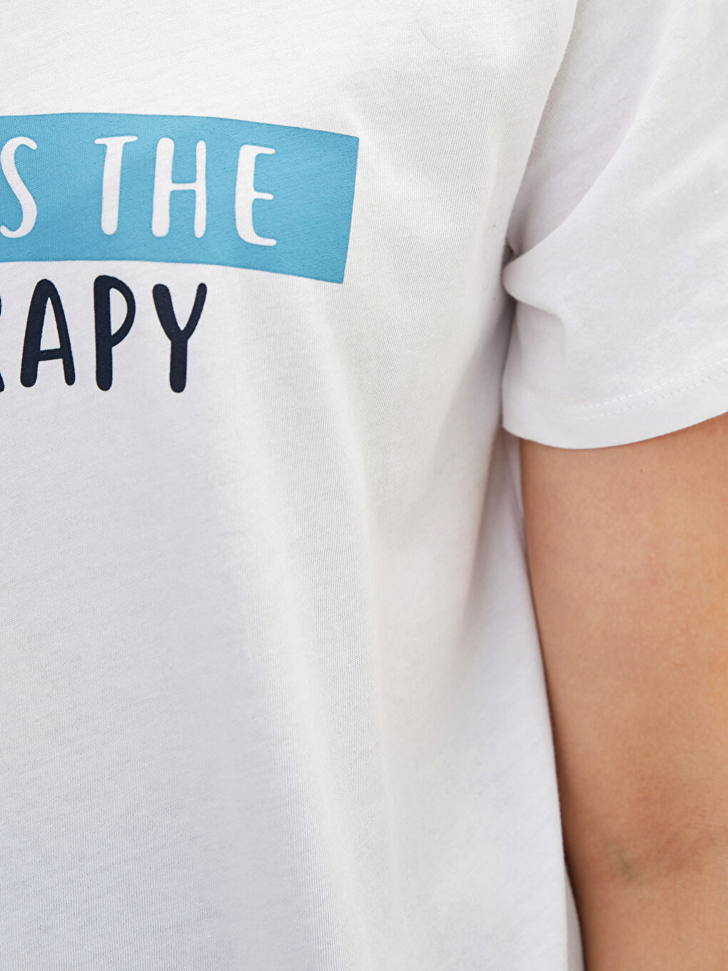 Grande Taille Tunique pour Femmes en Coton à Col Rond avec Slogan Imprimé et Manches Courtes-5