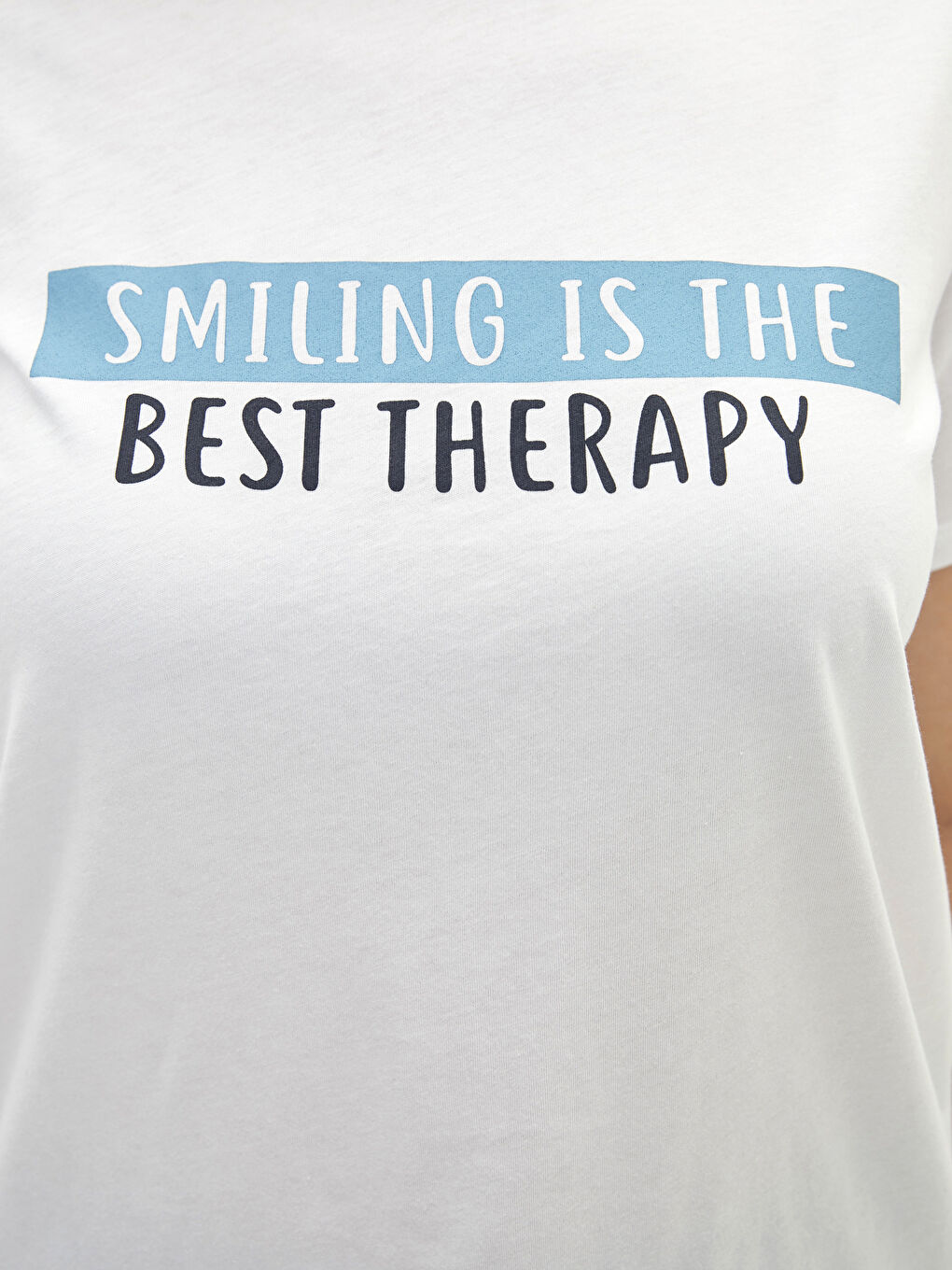 Grande Taille Tunique pour Femmes en Coton à Col Rond avec Slogan Imprimé et Manches Courtes-6