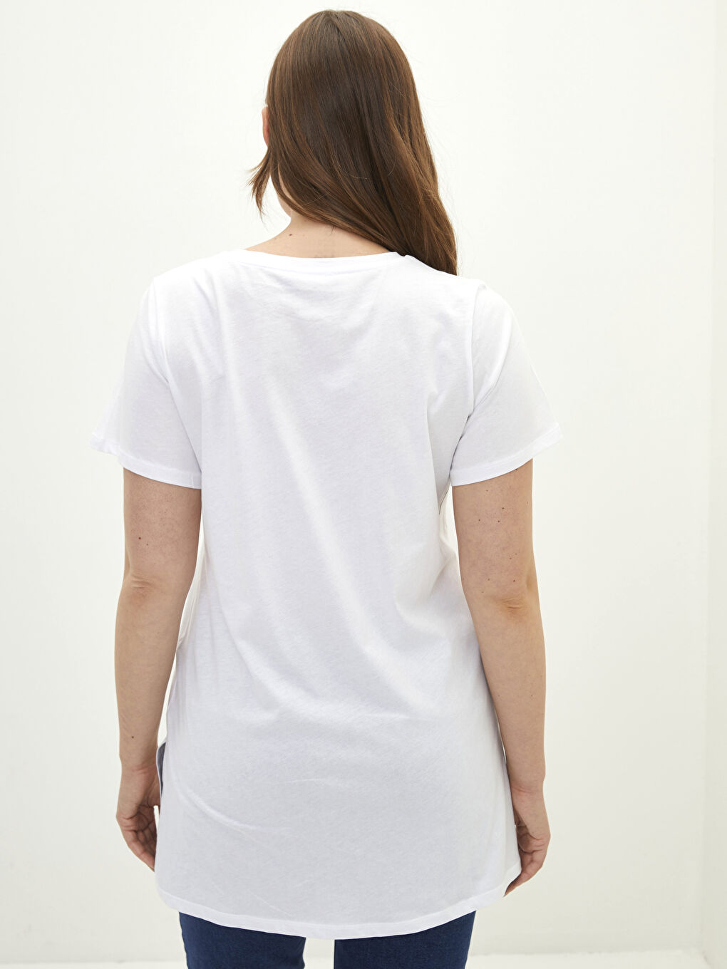 Grande Taille Tunique pour Femmes en Coton à Col Rond avec Slogan Imprimé et Manches Courtes-8