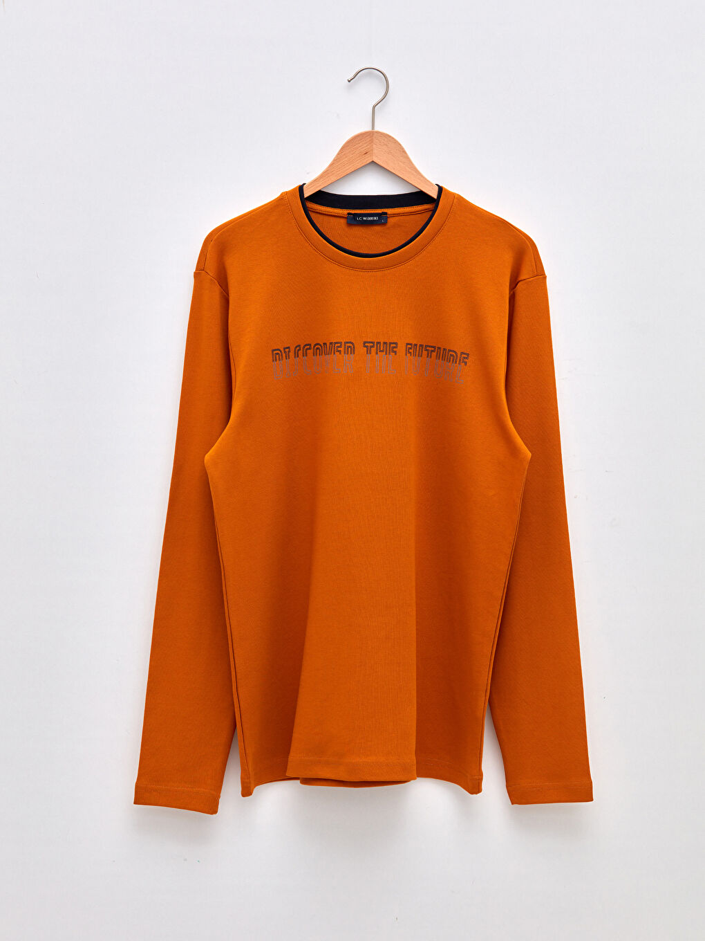 Crew Neck Long Sleeve Printed Men's T-Shirt-5