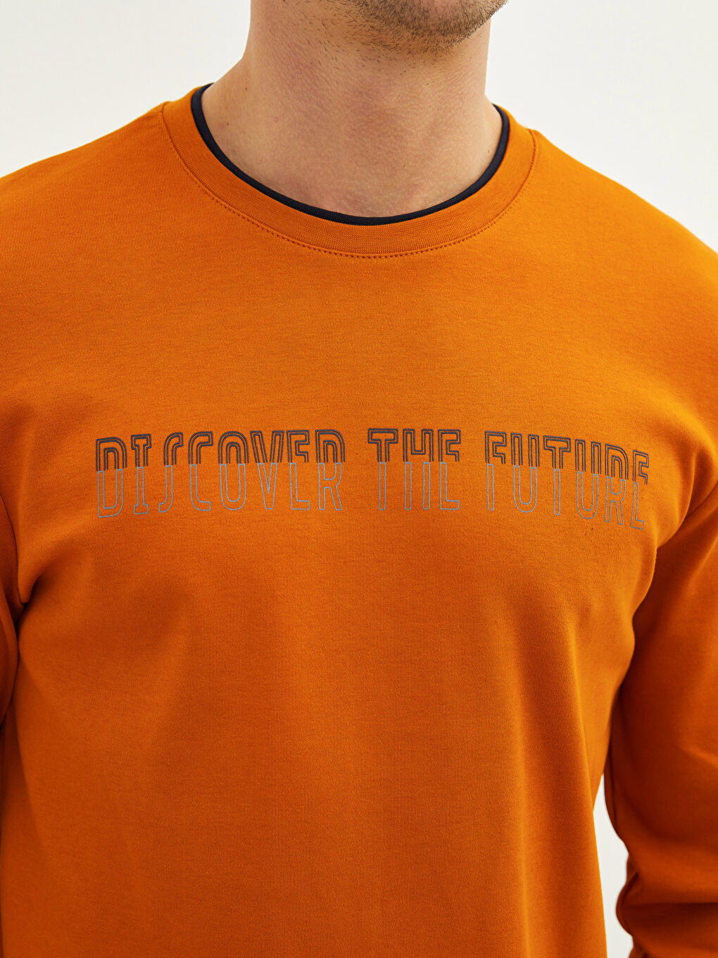 Crew Neck Long Sleeve Printed Men's T-Shirt-3