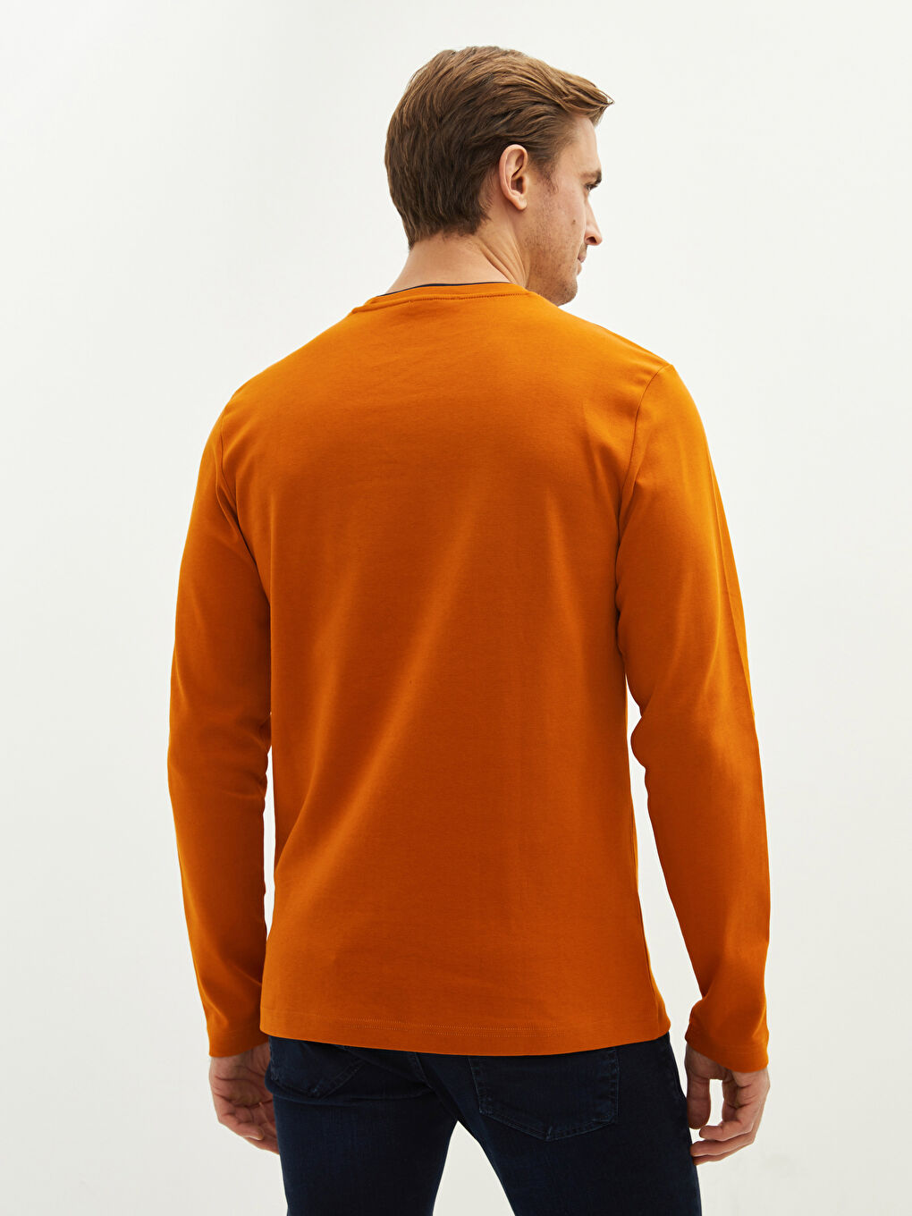 Crew Neck Long Sleeve Printed Men's T-Shirt-4