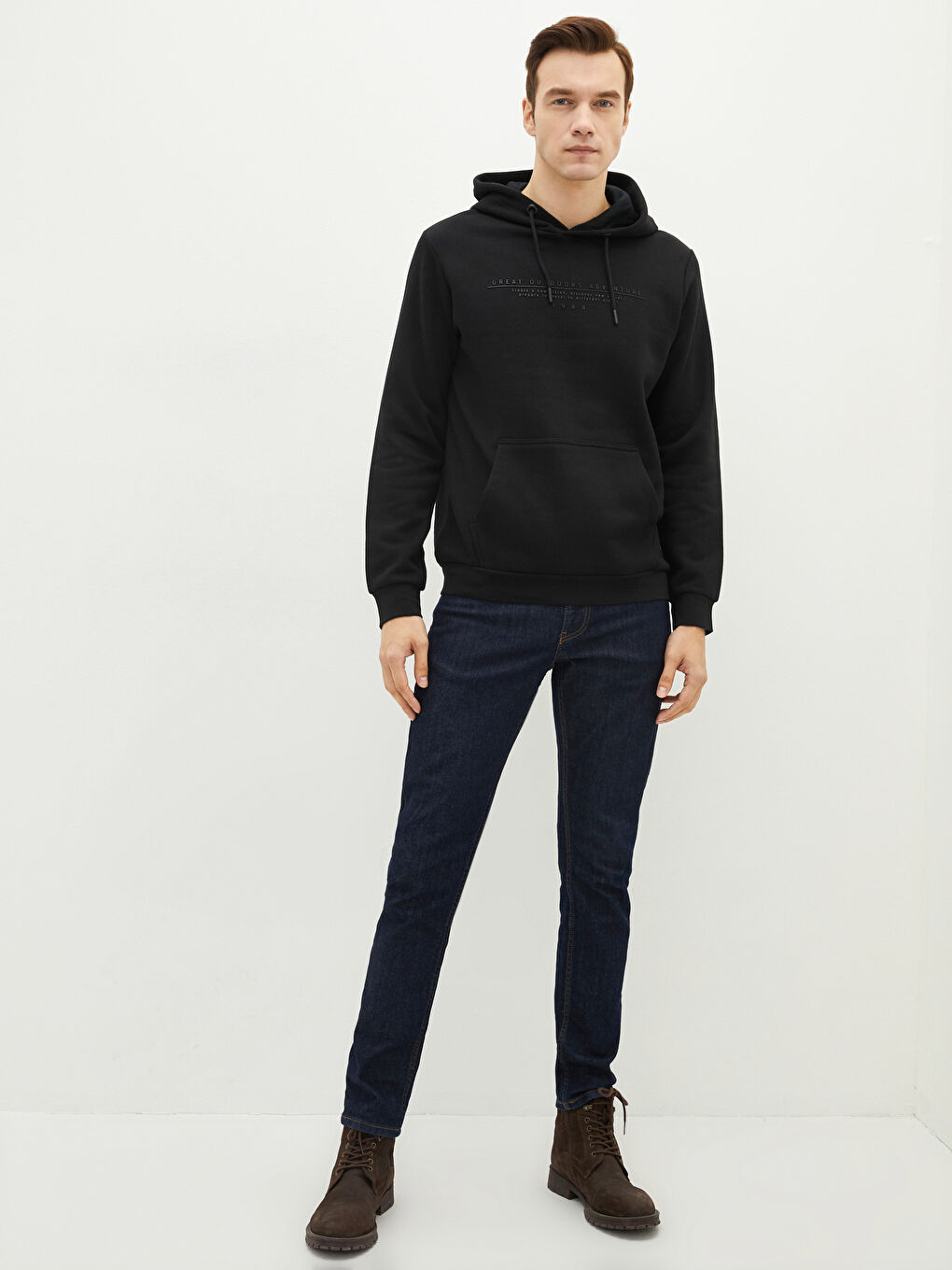 Long Sleeve Embroidered Men's Thick Hoodie