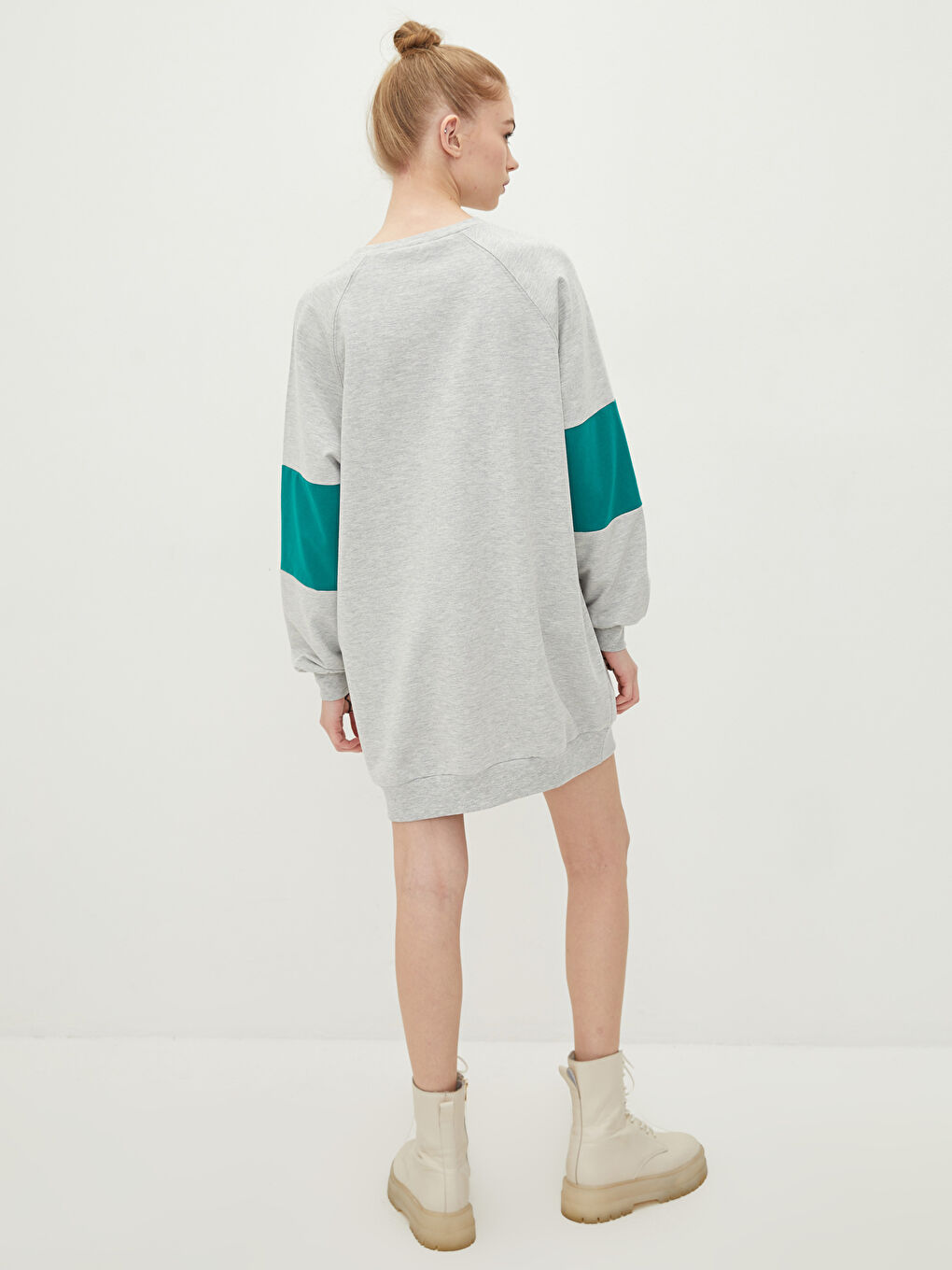 Crew Neck Printed Long Sleeve Women's Dress-4