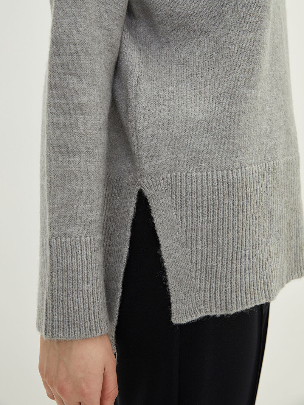 Half Turtleneck Plain Long Sleeve Women's Knitwear Tunic-4