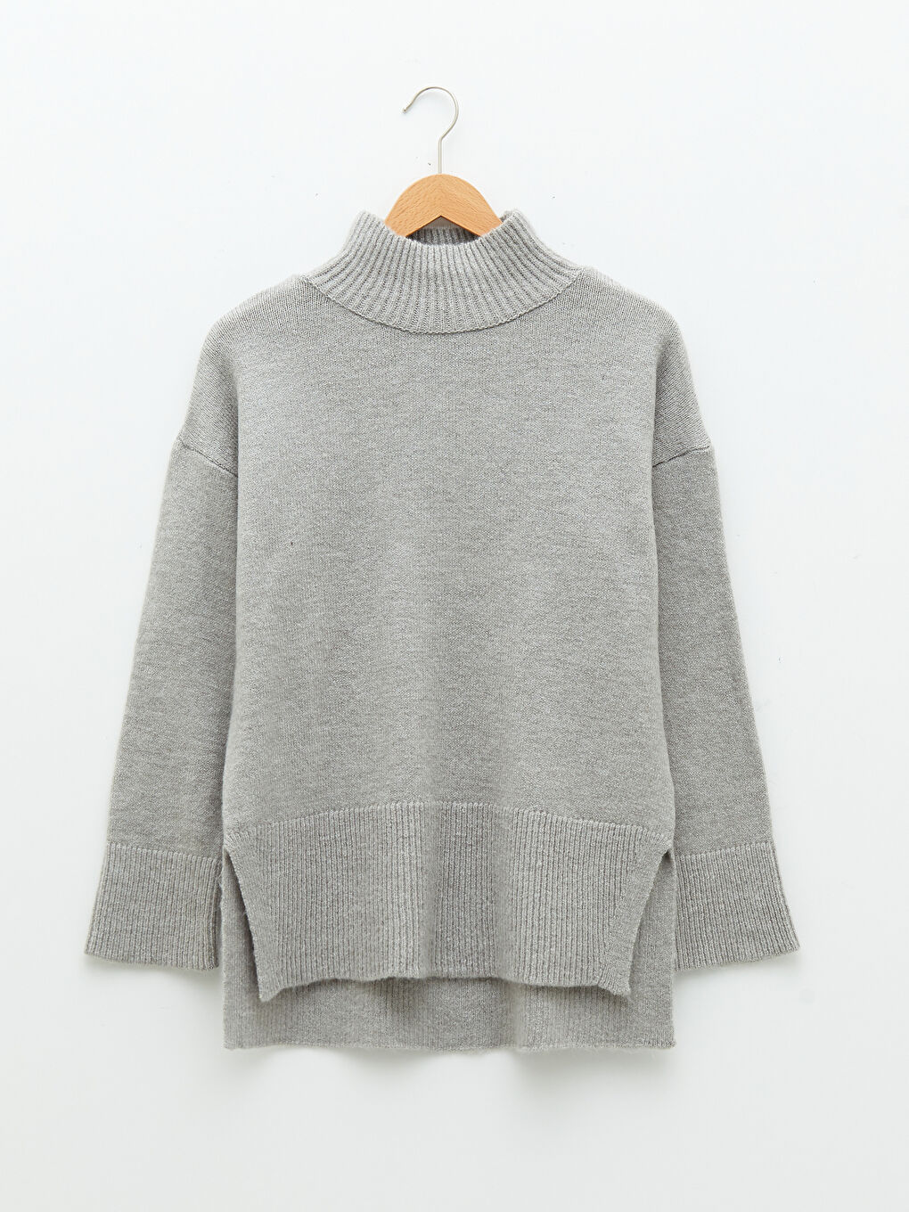 Half Turtleneck Plain Long Sleeve Women's Knitwear Tunic-6