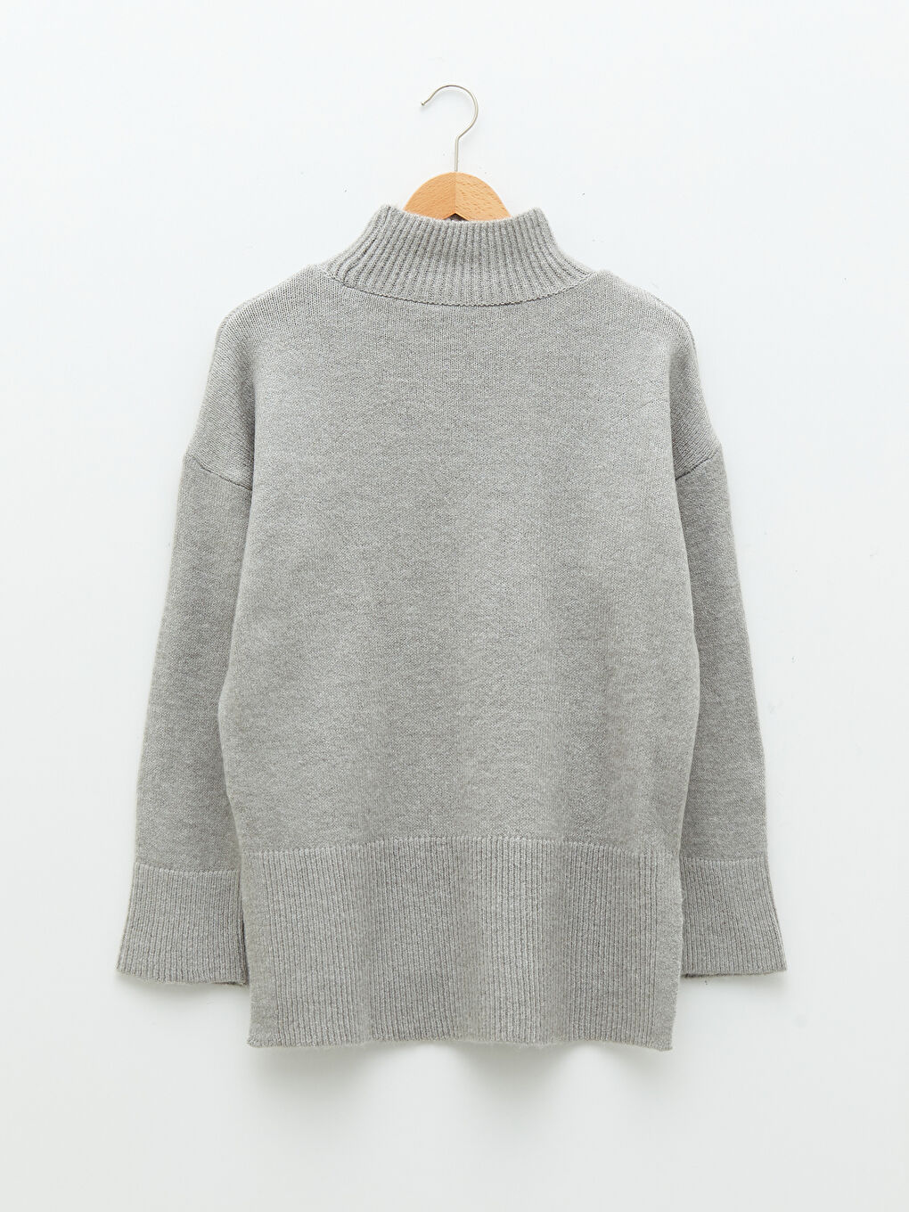 Half Turtleneck Plain Long Sleeve Women's Knitwear Tunic-7