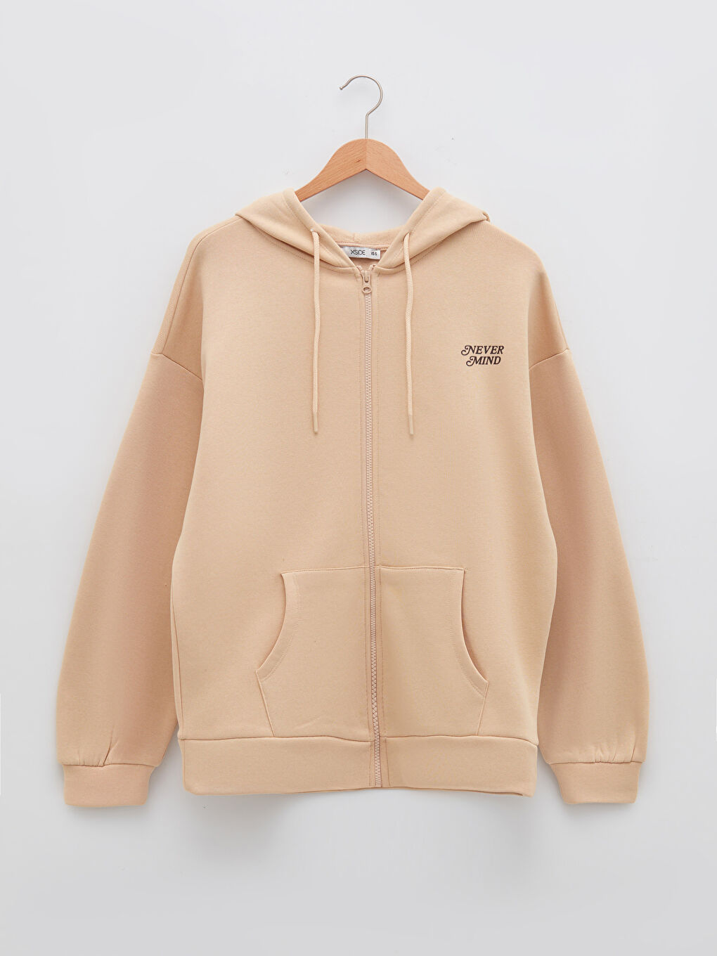 Hooded Text Printed Women's Thick Zippered Sweatshirt-5