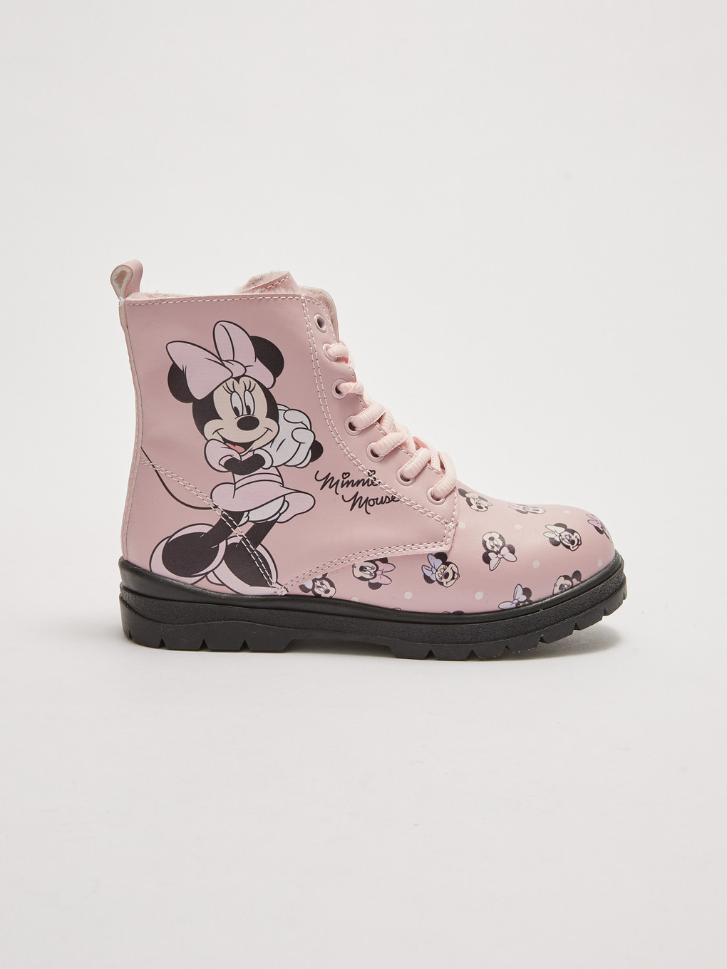 Bottes Pour Filles À Semelle Épaisse En Similicuir Sous Licence Minnie Mouse-1