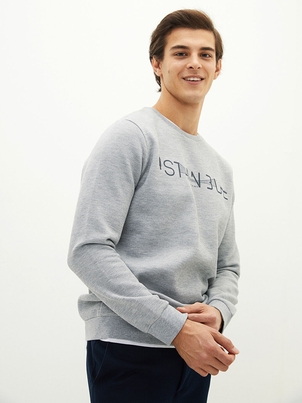 Crew Neck Long Sleeve İstanbul Printed Men's Sweatshirt