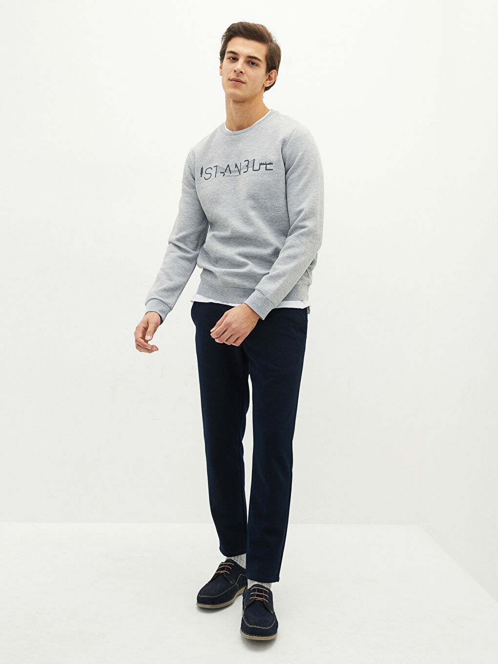 Crew Neck Long Sleeve İstanbul Printed Men's Sweatshirt-3