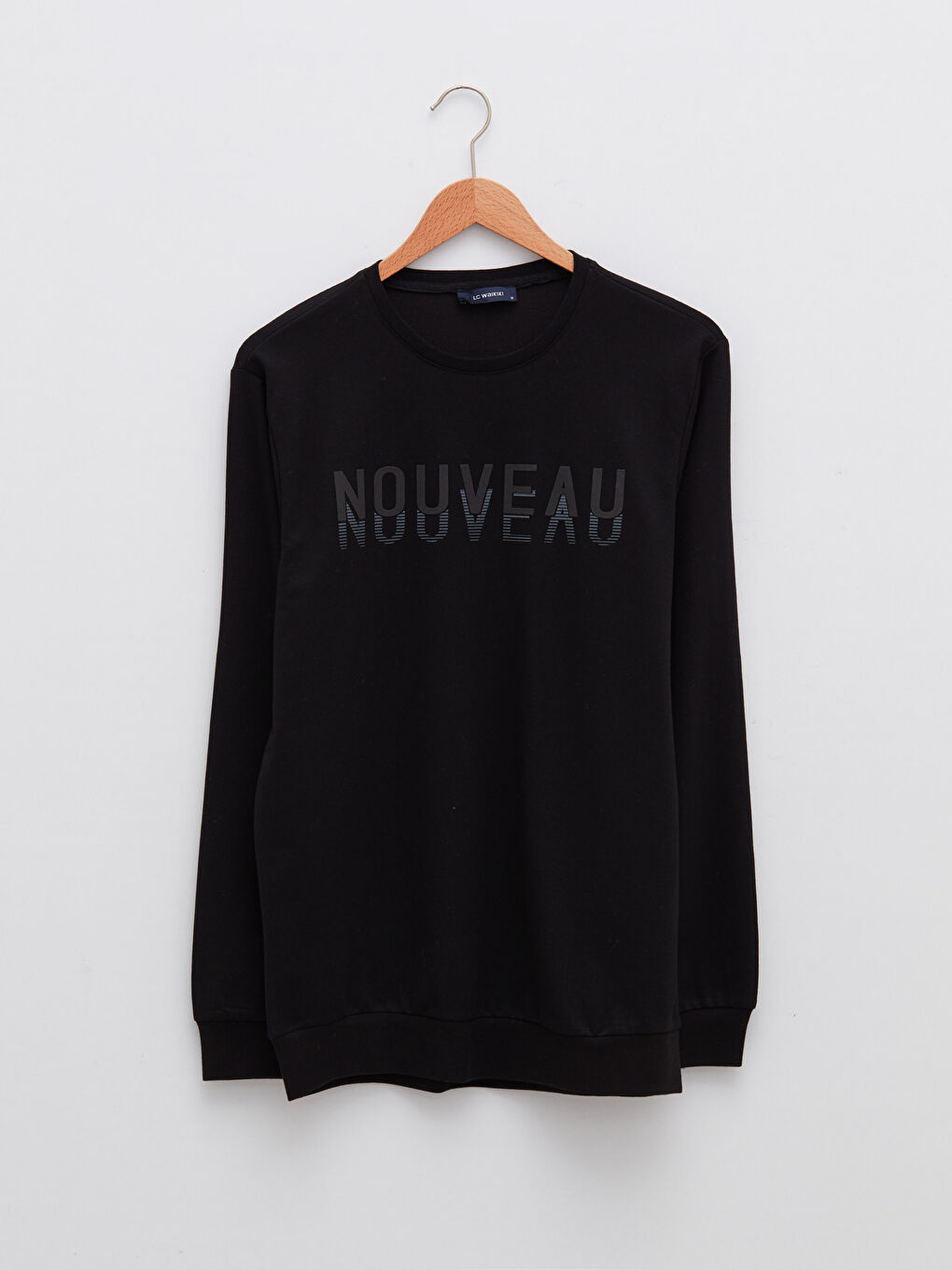 سويت شيرت كم طويل مطبوع بياقة دائرية للرجال-5