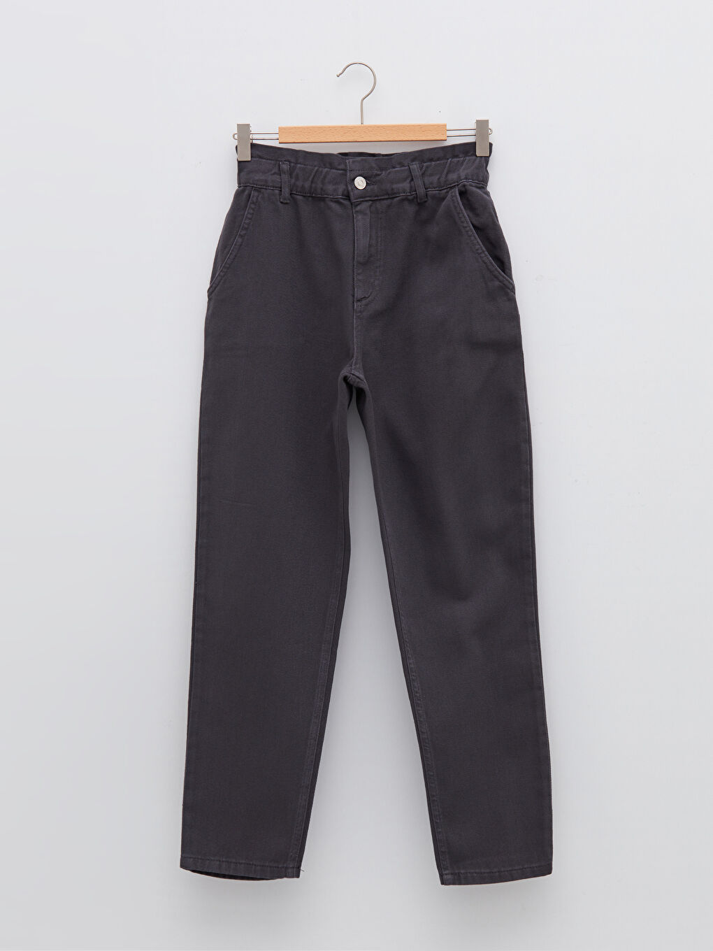 Elastic Waist Straight Comfortable Fit Gabardine Fabric Women's Harem Trousers-5