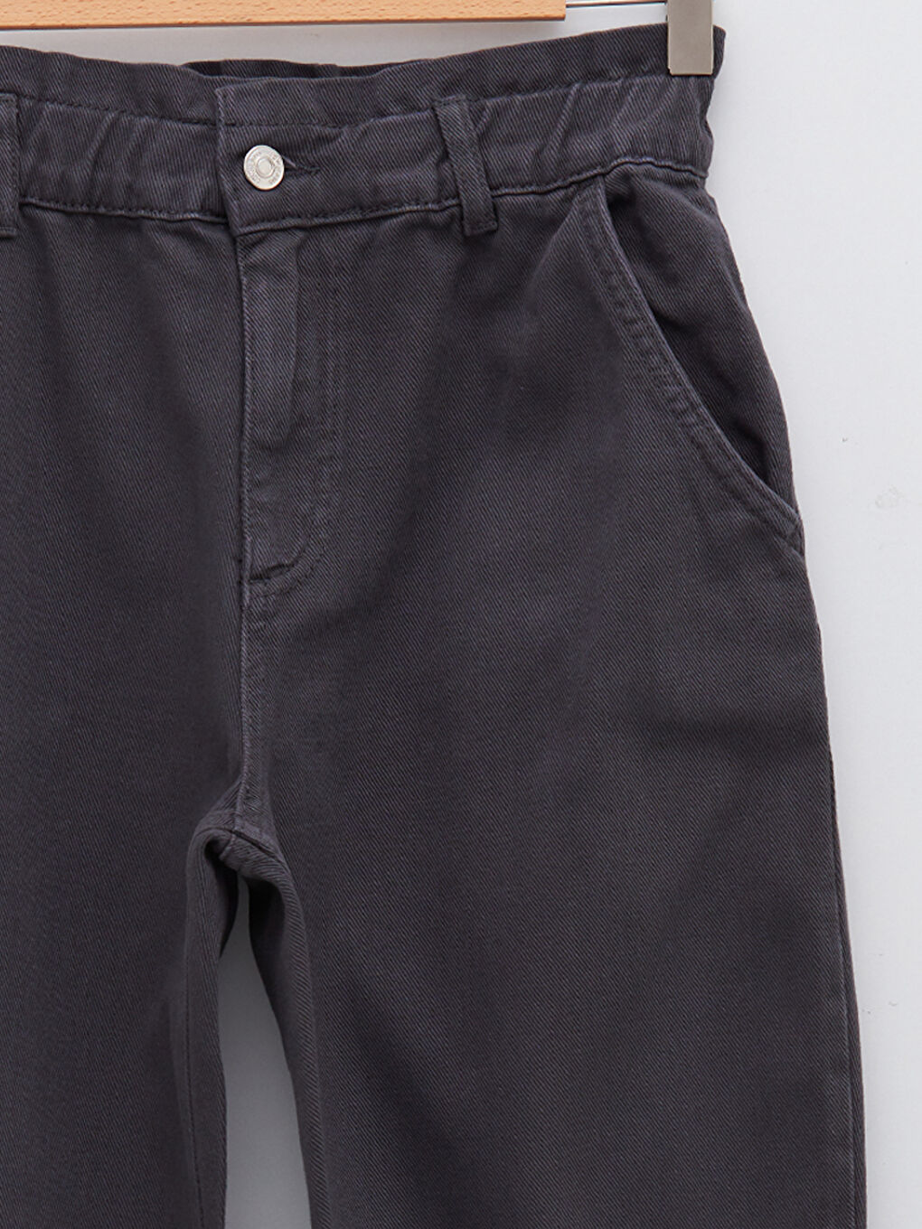 Elastic Waist Straight Comfortable Fit Gabardine Fabric Women's Harem Trousers-7