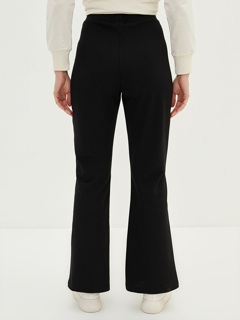 Pantalon Uni à Jambe Large avec Taille Élastiquée pour Femmes-9