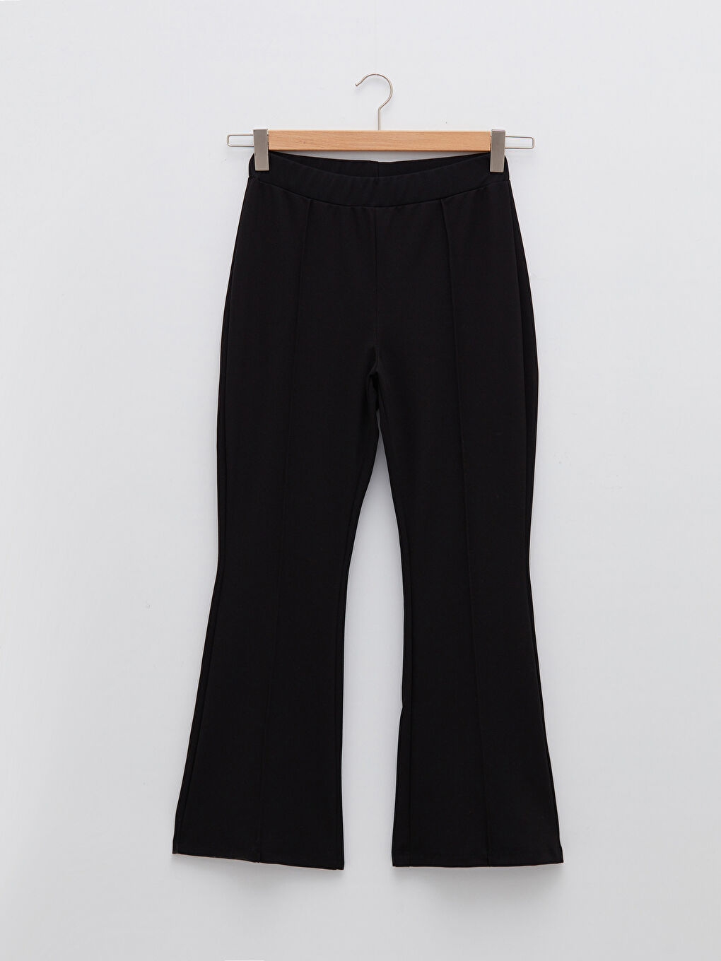 Pantalon Uni à Jambe Large avec Taille Élastiquée pour Femmes-10