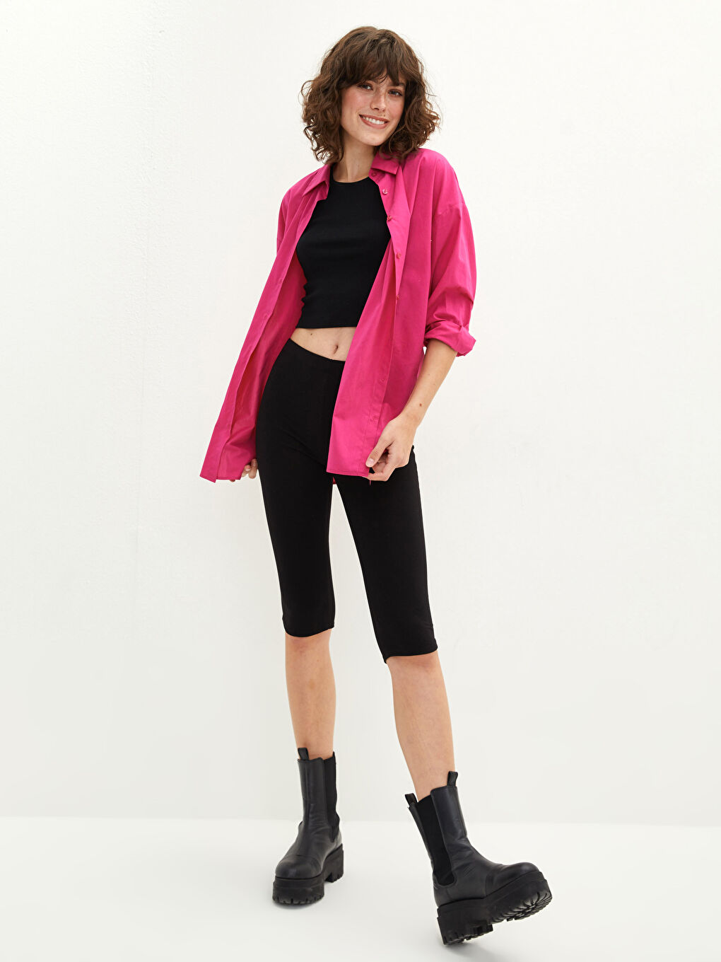 Damen Elastischer Bund Schlichte Kurze Leggings-1