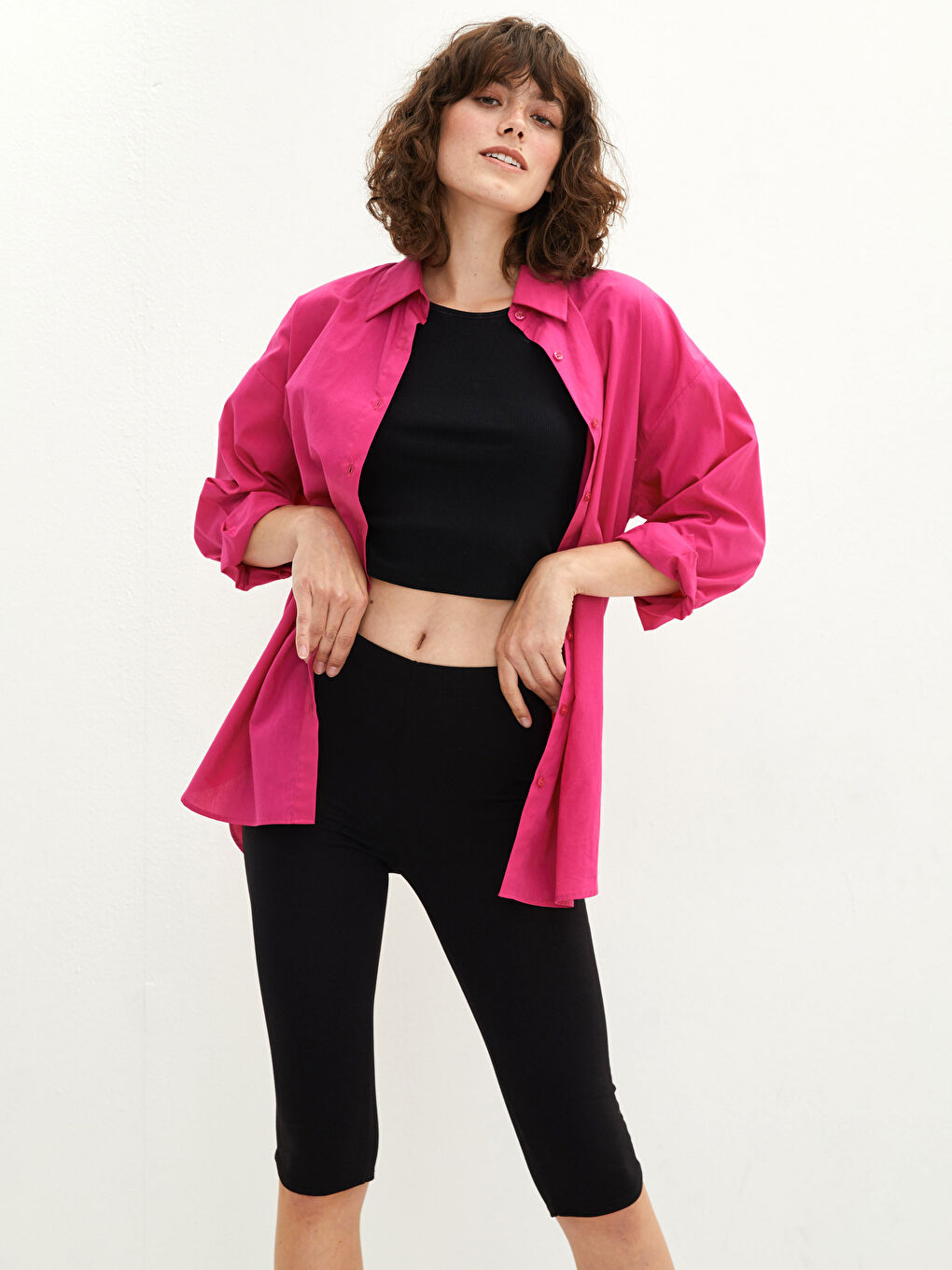 Damen Elastischer Bund Schlichte Kurze Leggings-2