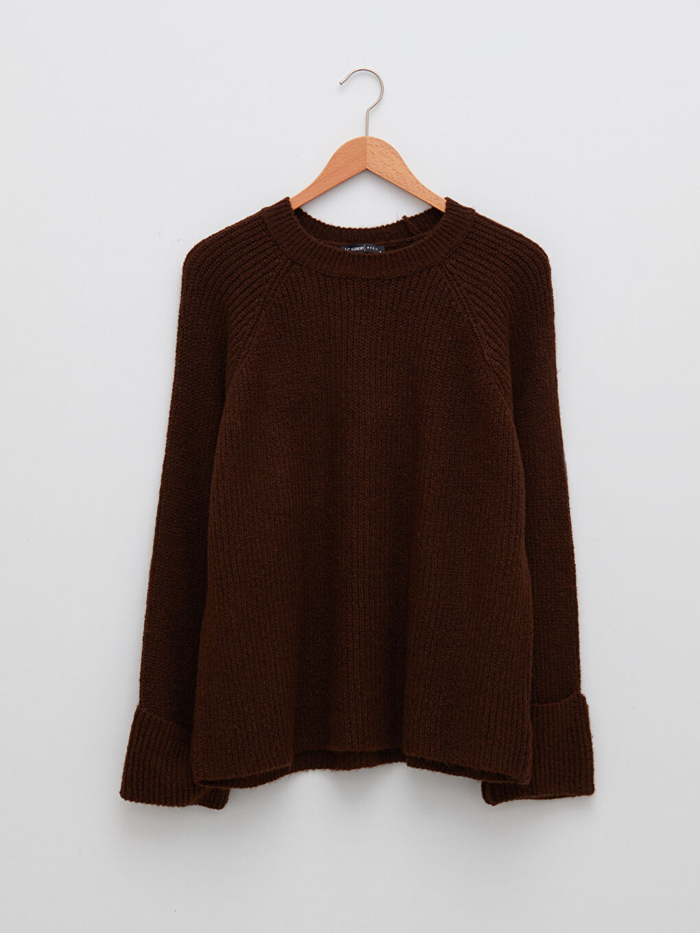 Crew Neck Plain Long Sleeve Women's Knitwear Sweater-5