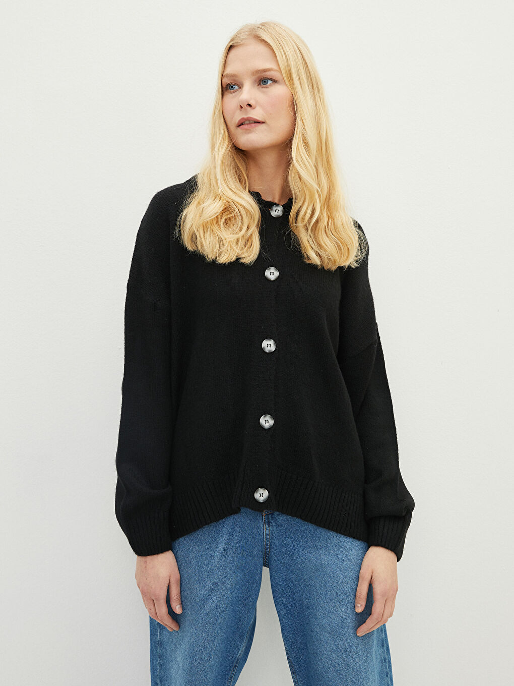 Hooded Plain Long Sleeve Women's Knitwear Cardigan-1