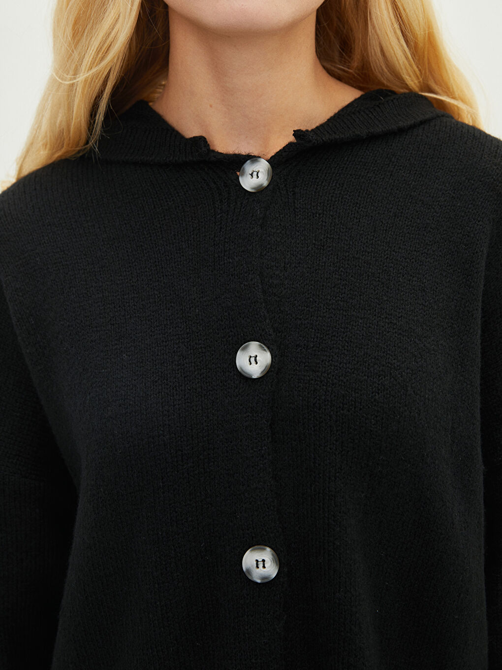 Hooded Plain Long Sleeve Women's Knitwear Cardigan-3