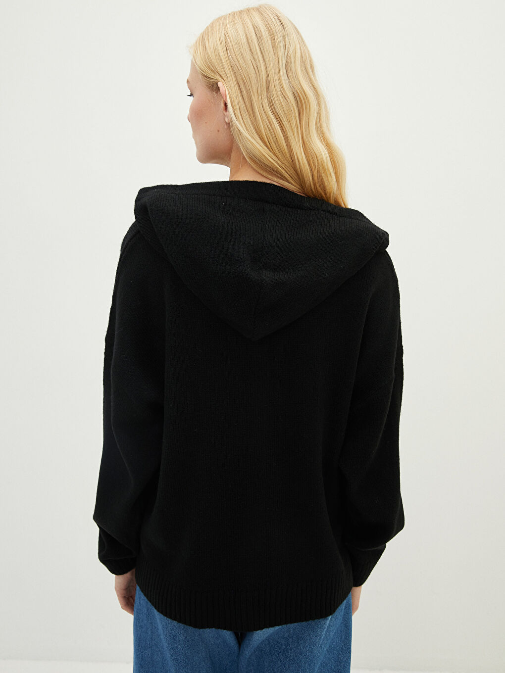 Hooded Plain Long Sleeve Women's Knitwear Cardigan-4